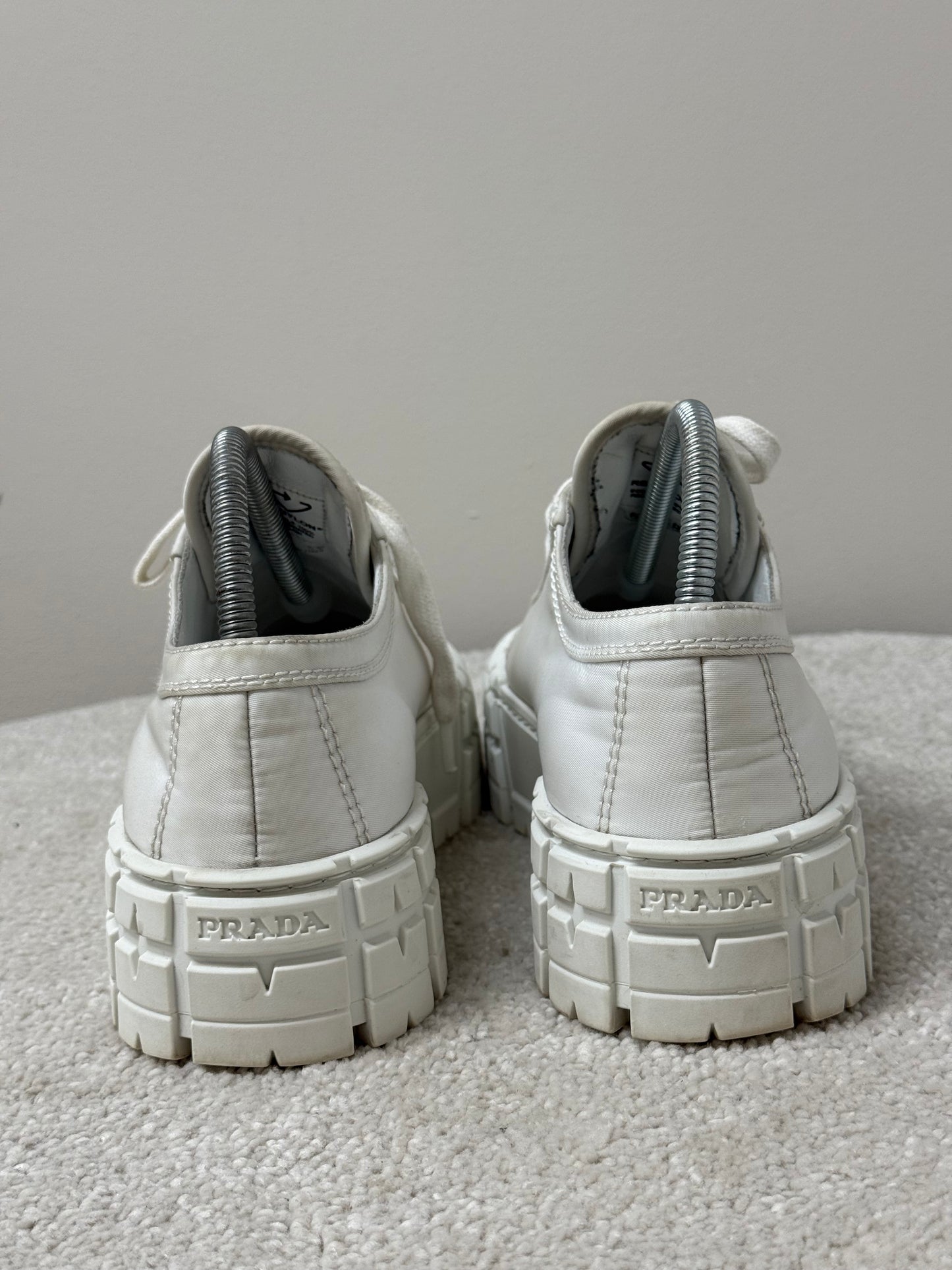 Prada White And Black Double Wheel Trainers -UK 5