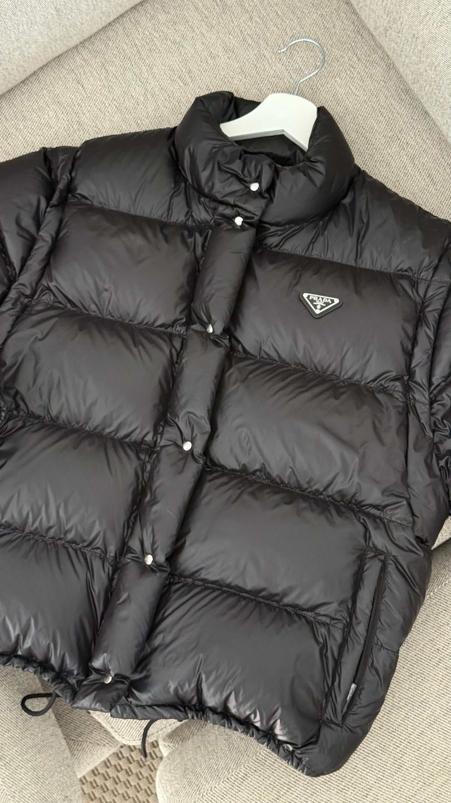 Prada Black Nylon Puffer Jacket-Small , Label 38