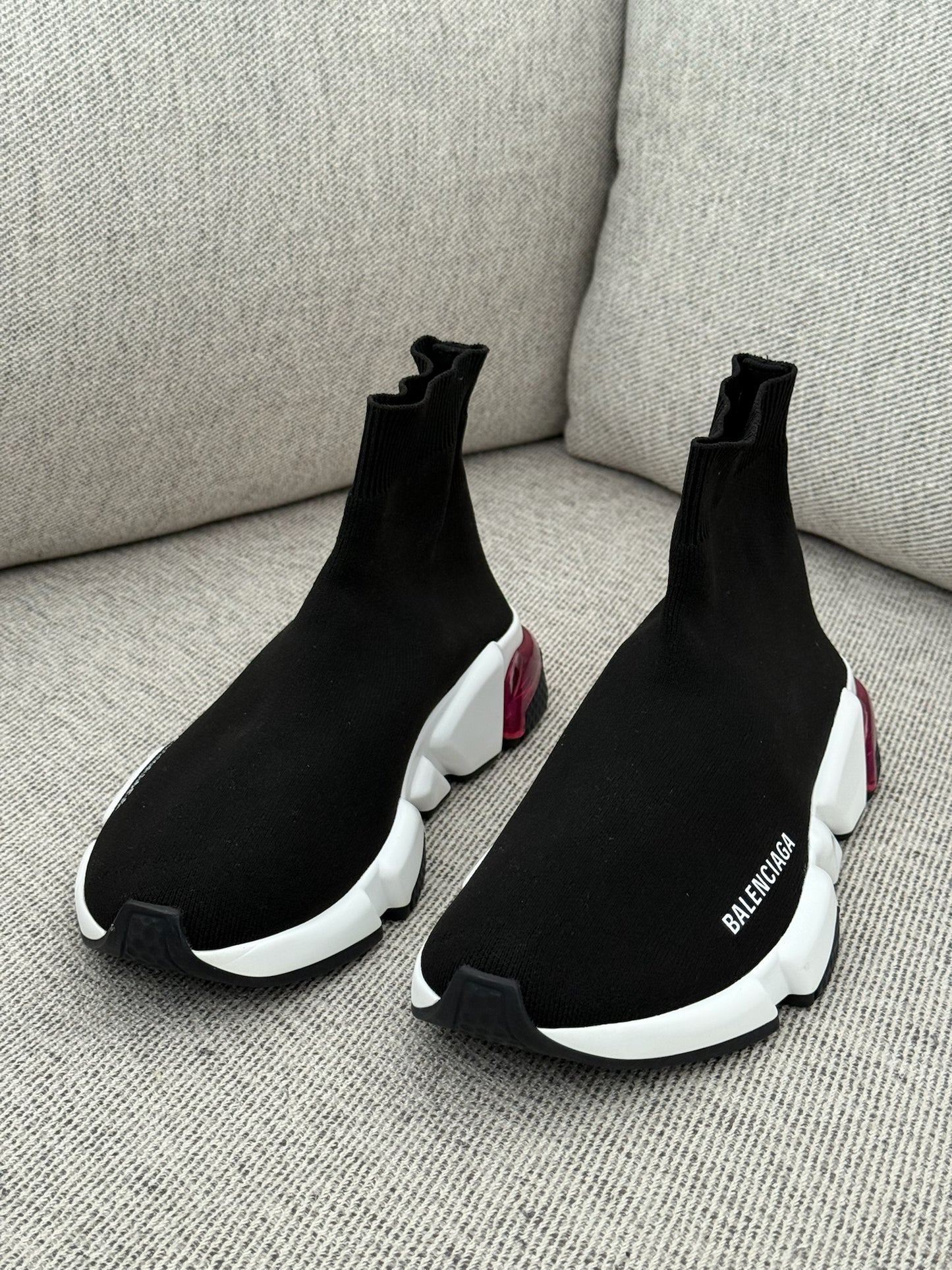 Balenciaga Black White Pink Speed Trainers- UK 5