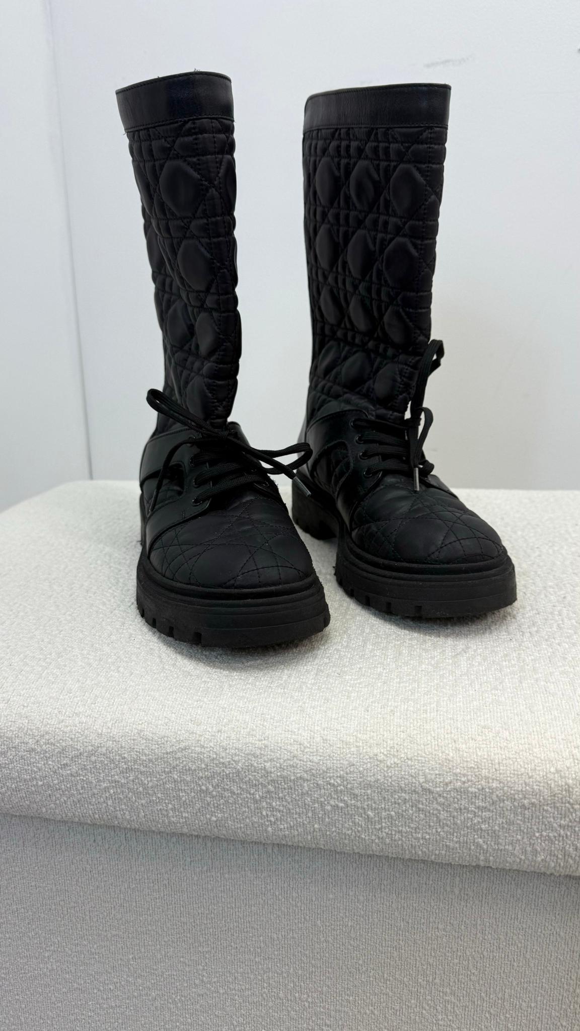 Kids Dior Black Cannage Technical Fabric Boots- Eu 33/ UK 1