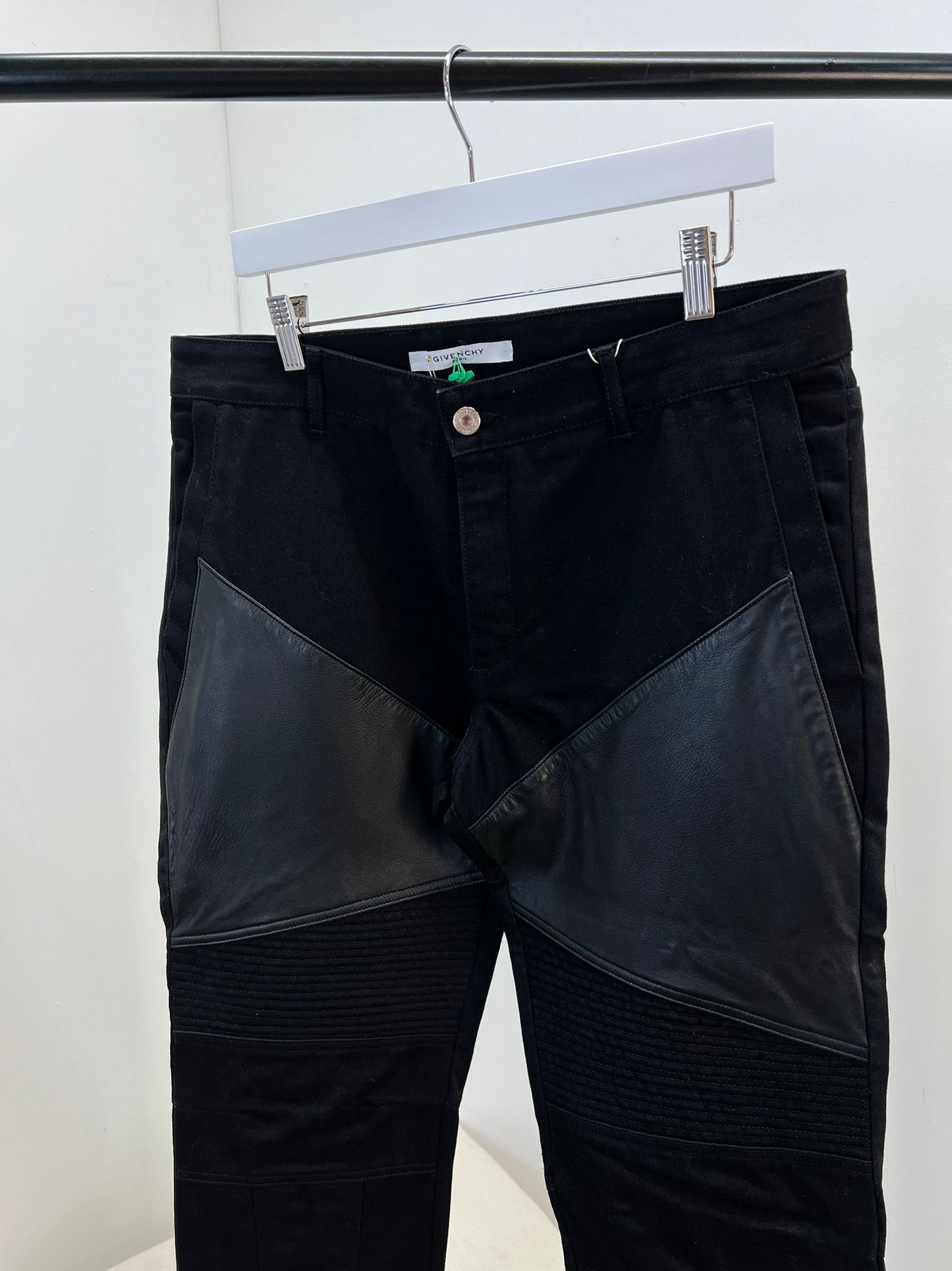 Givenchy Black Panel Biker Leather Styled Jeans JL4 - Label 36