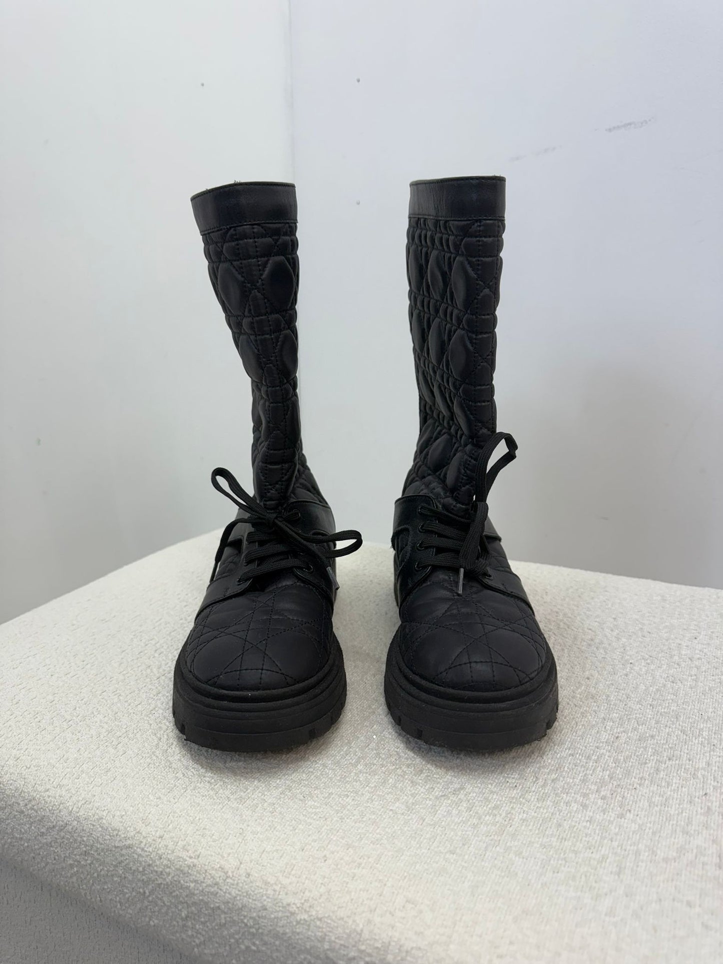 Kids Dior Black Cannage Technical Fabric Boots- Eu 33/ UK 1