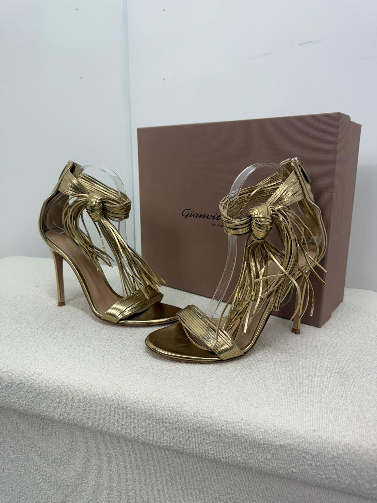 Gianvito Rossi Gold Tassel 'Noelle' Heels - UK 6