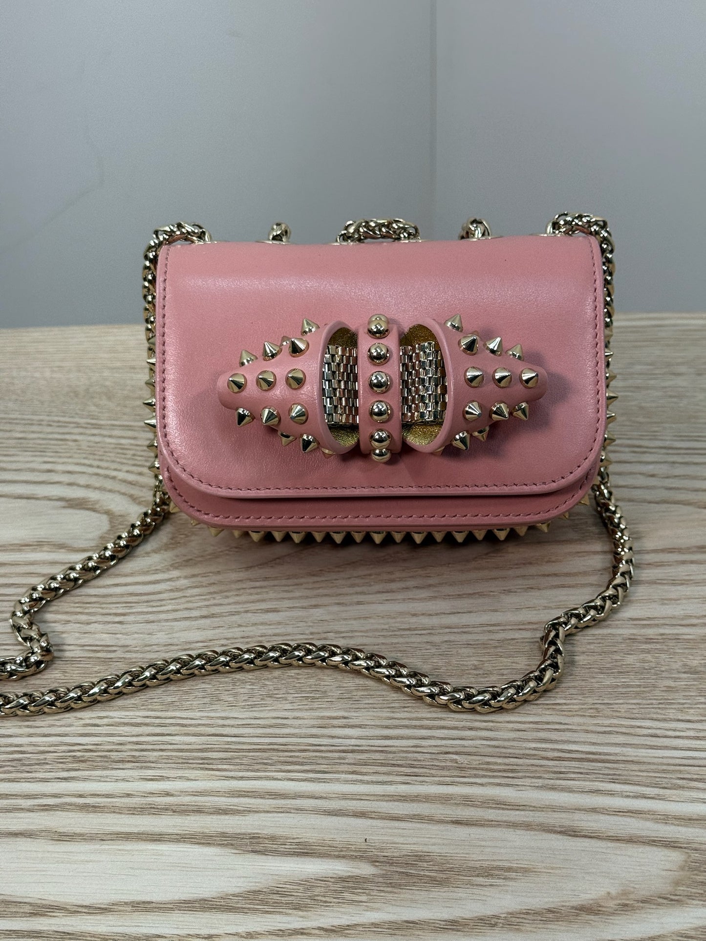 Chrisitan Louboutin Pink Leather Spiked Sweet Charity Bag - One Size