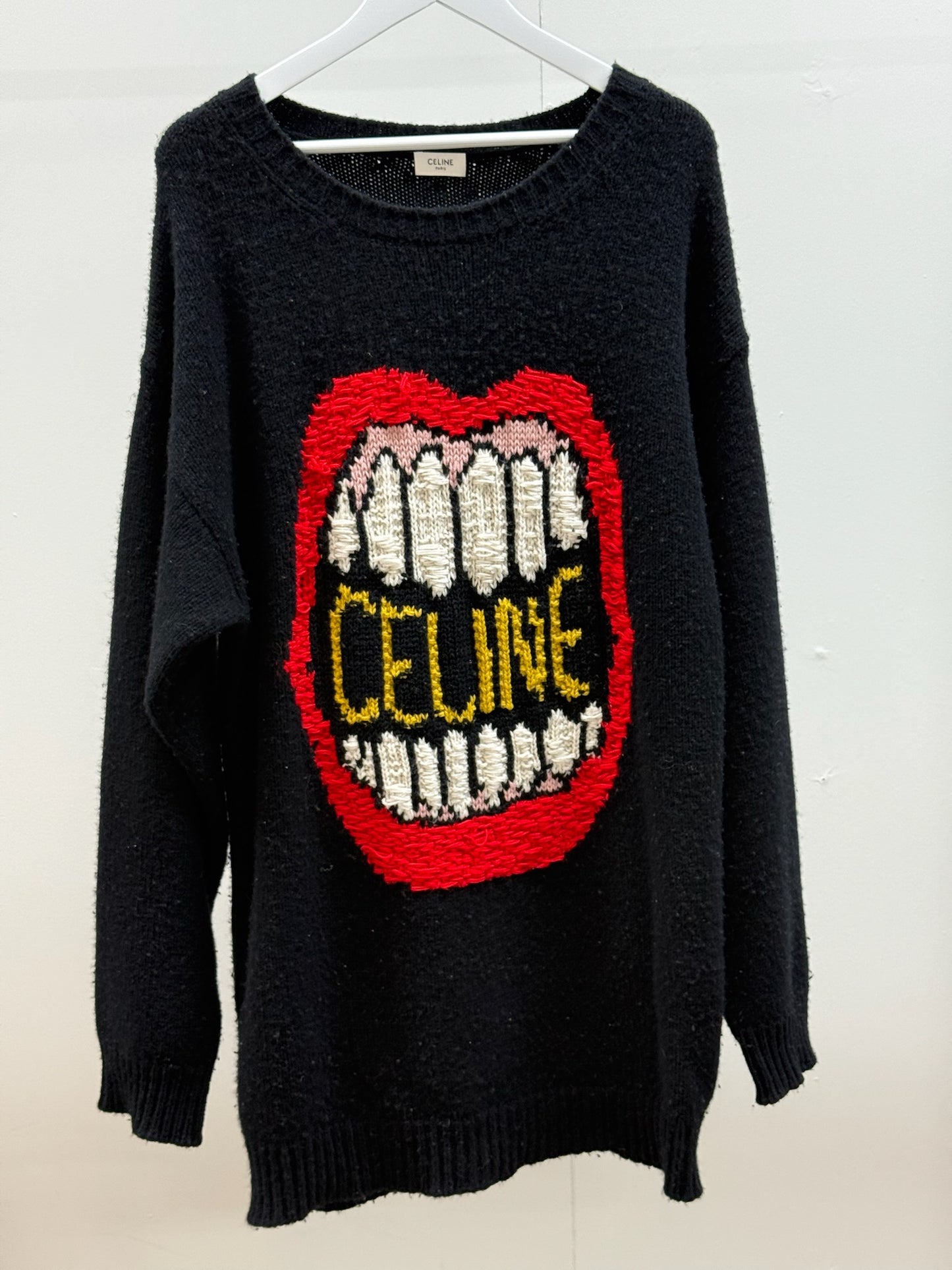 Celine Black Wool Mouth Knited Jumper - Small-oversize