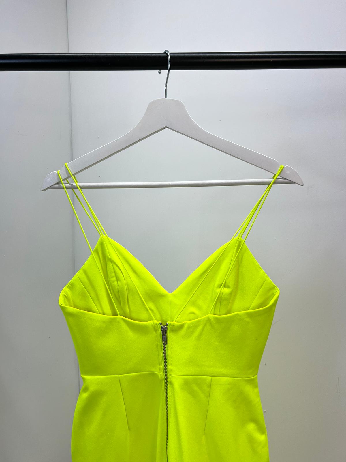 Alex Perry Green yellow Strap Zip Up Dress - UK 10