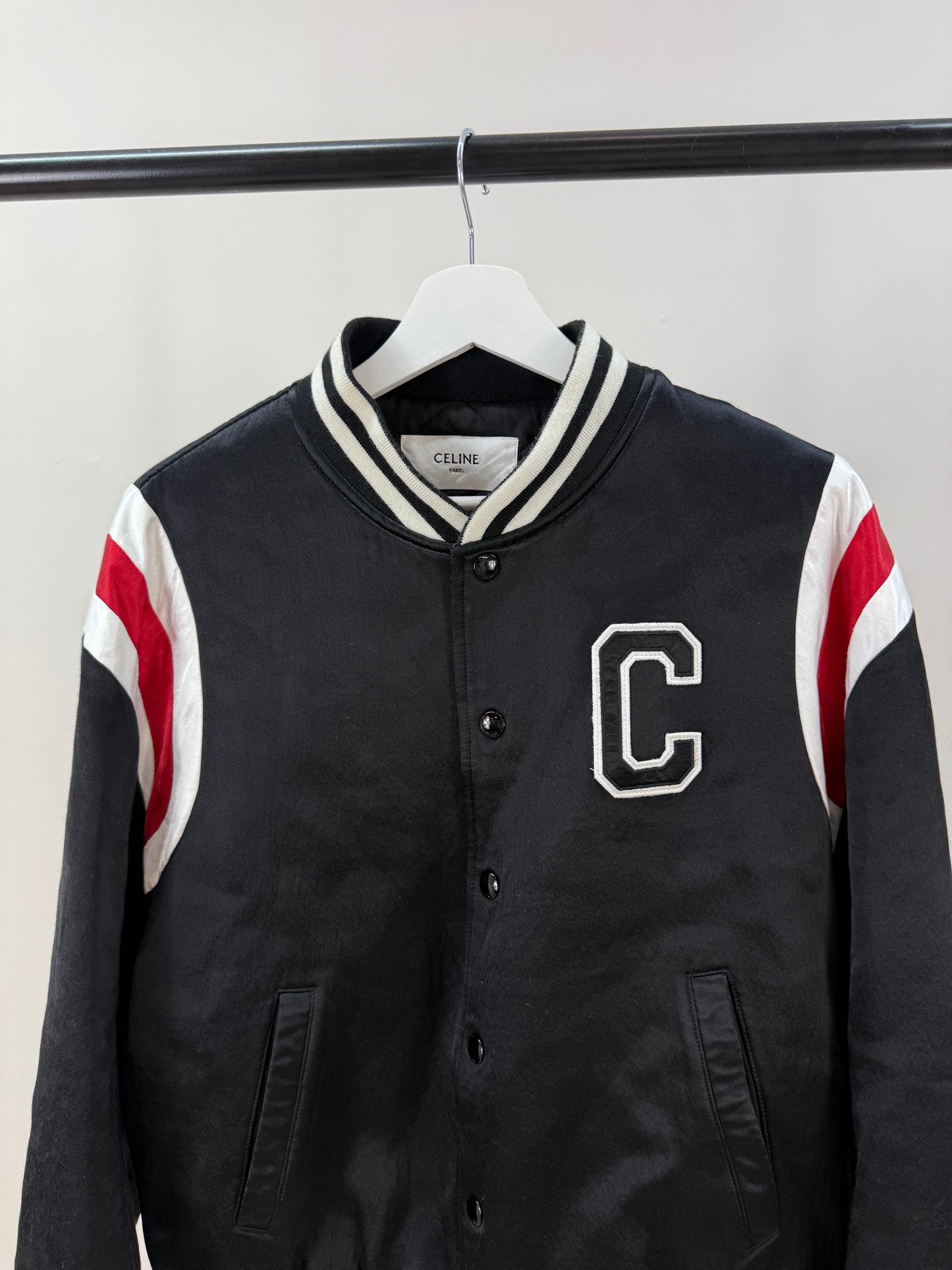 Celine Logo Varsity Bomber-50, UK Large