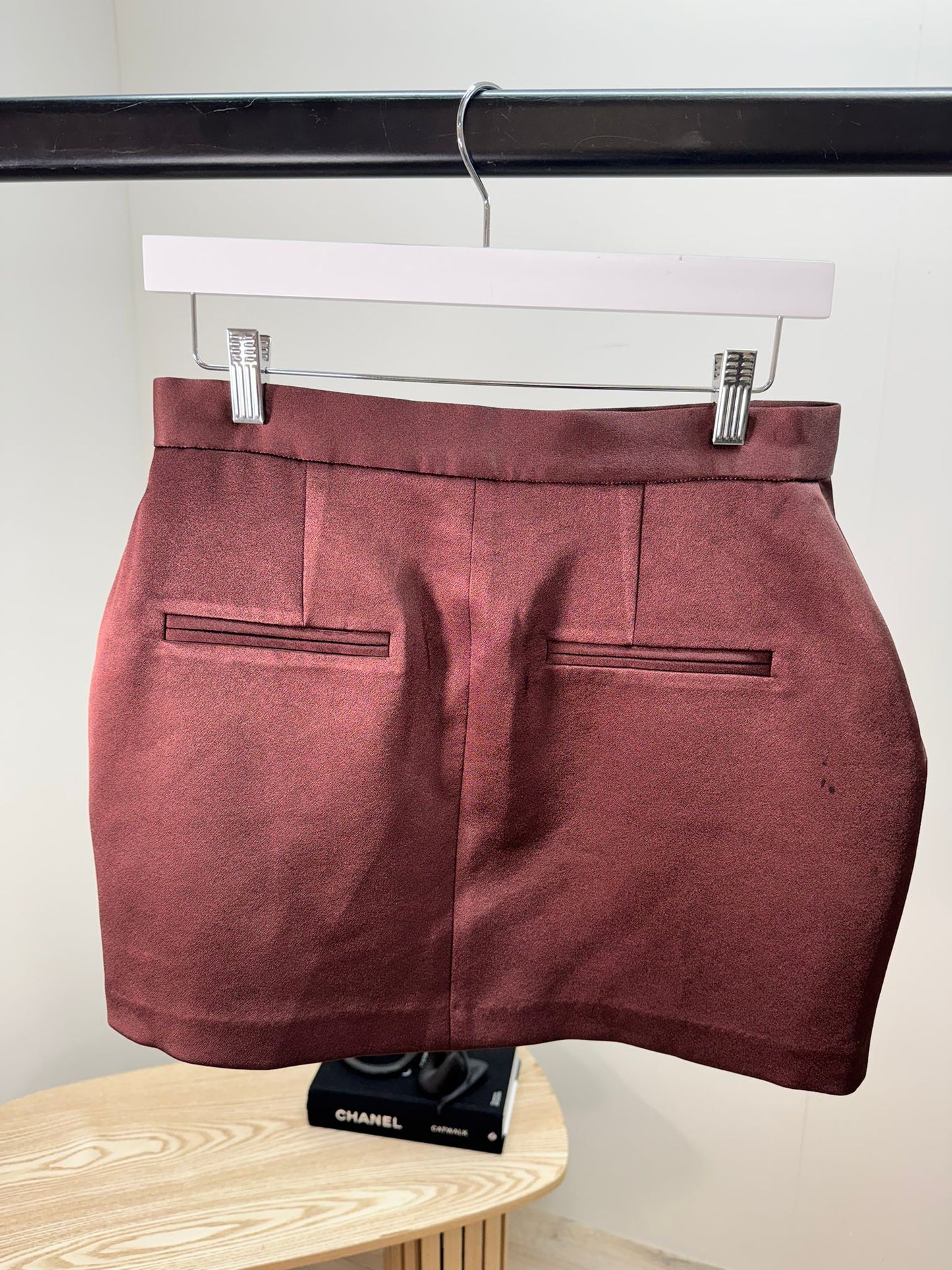 Alex Perry Brown Elle Satin-Crepe Mini Skirt – UK 10