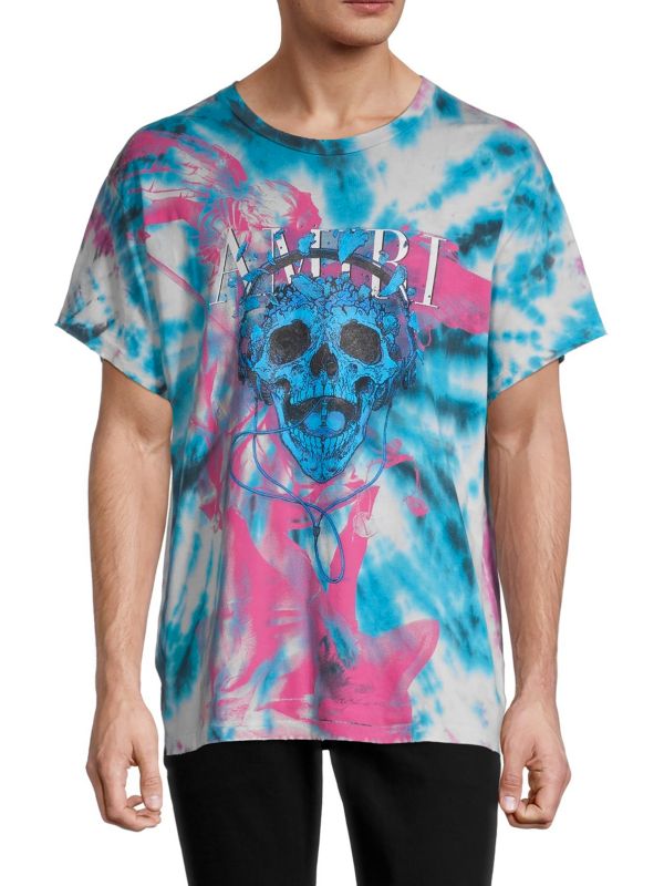 Amiri Blue Tie-Die Skull T-Shirt -XS Oversize