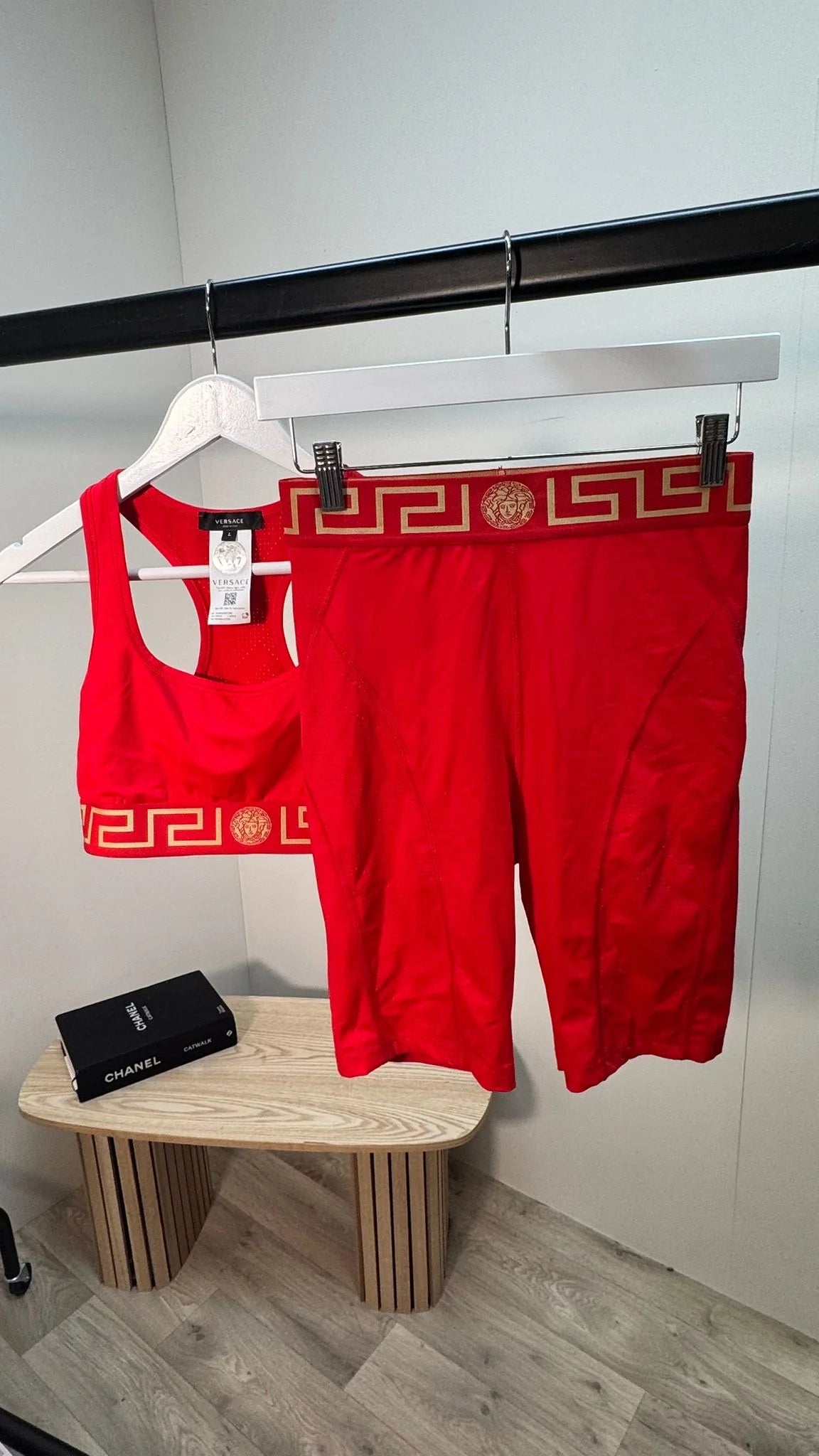 Versace Red Shorts & Top Set – L