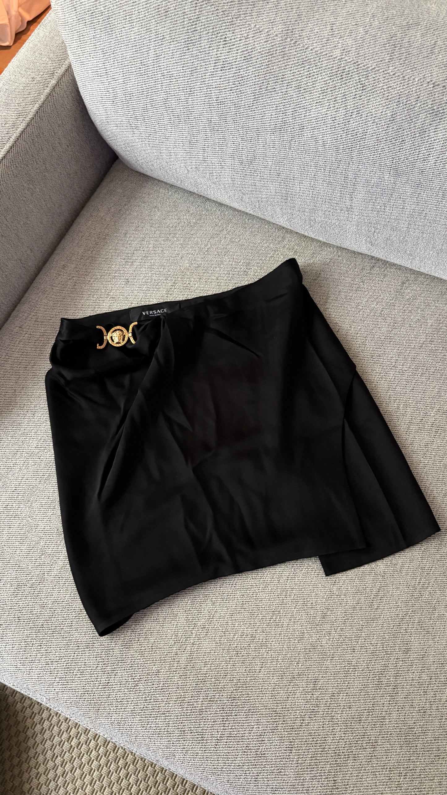 Versace Black and Gold Medusa Mini Skirt – UK8