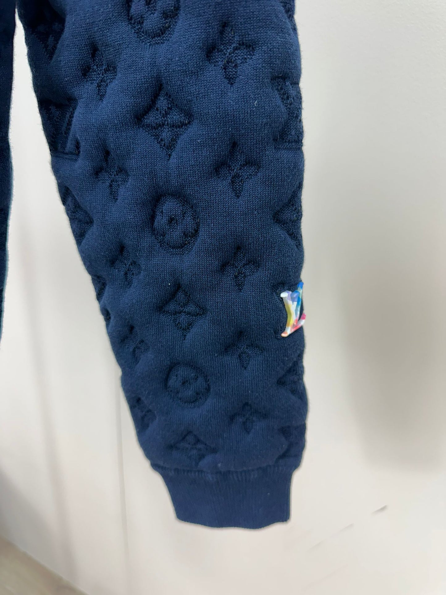 Louis Vuitton Navy Embossed Monogram Pilot Jacket - Small