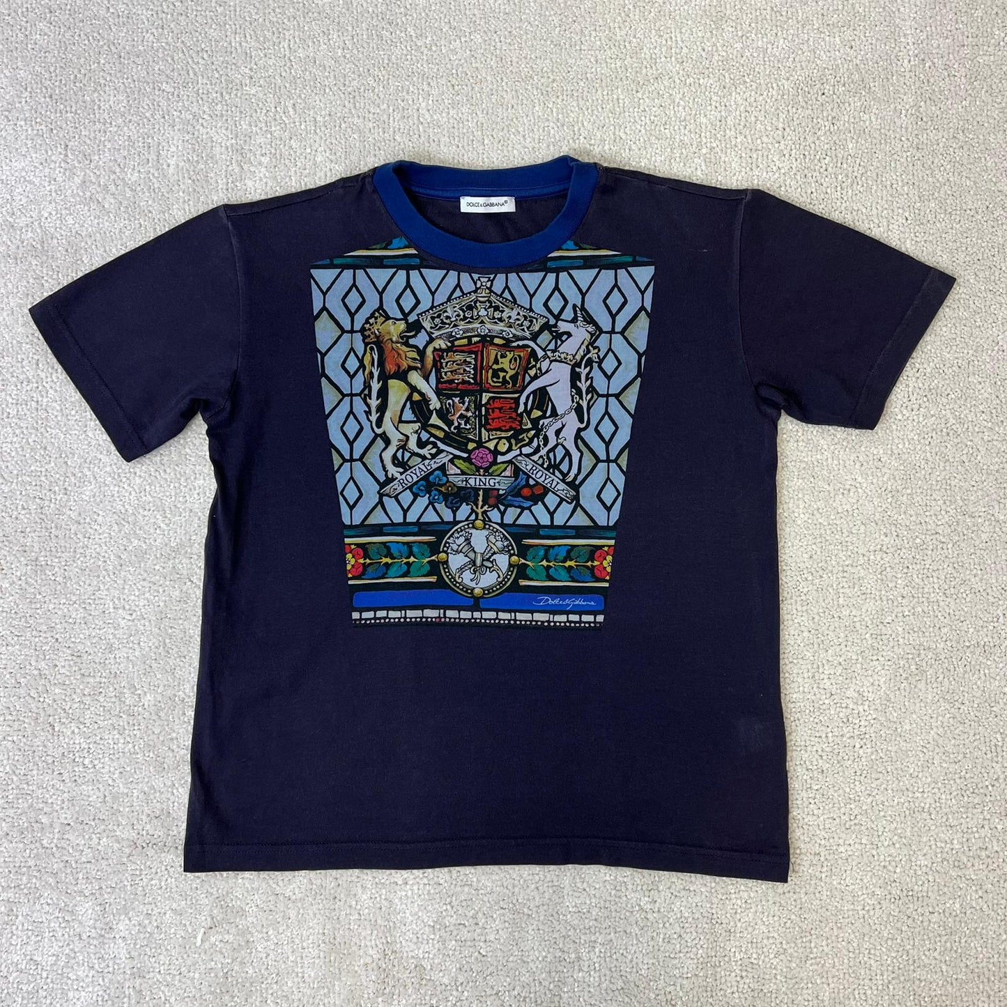 Kids Dolce & Gabbana Navy/Purple Window Shield Print T-Shirt (Age 6)