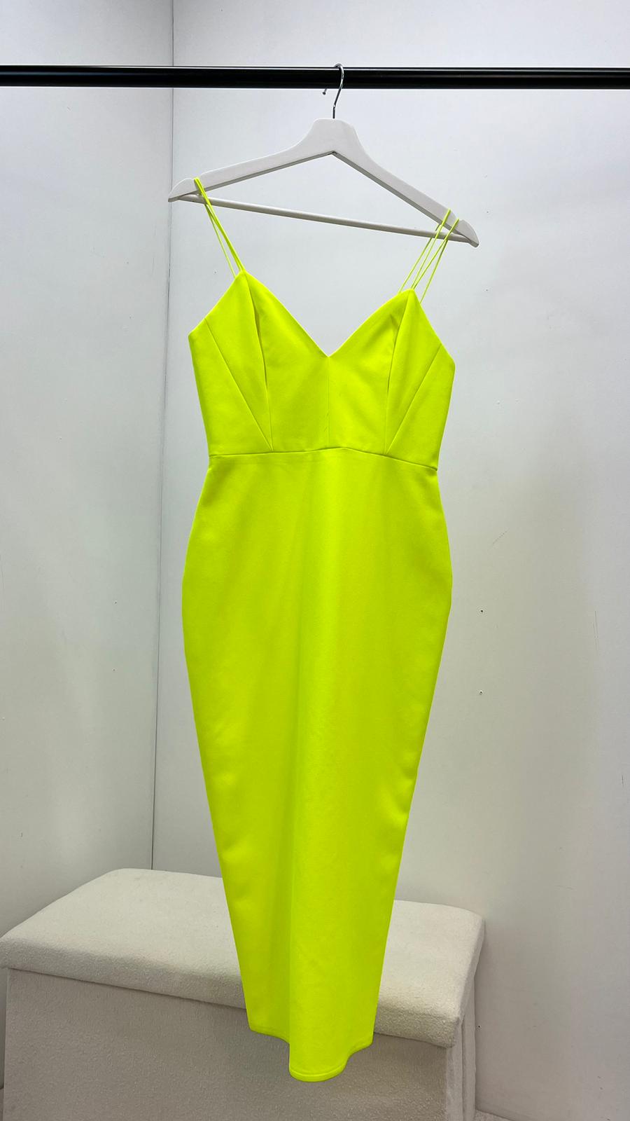 Alex Perry Green yellow Strap Zip Up Dress - UK 10