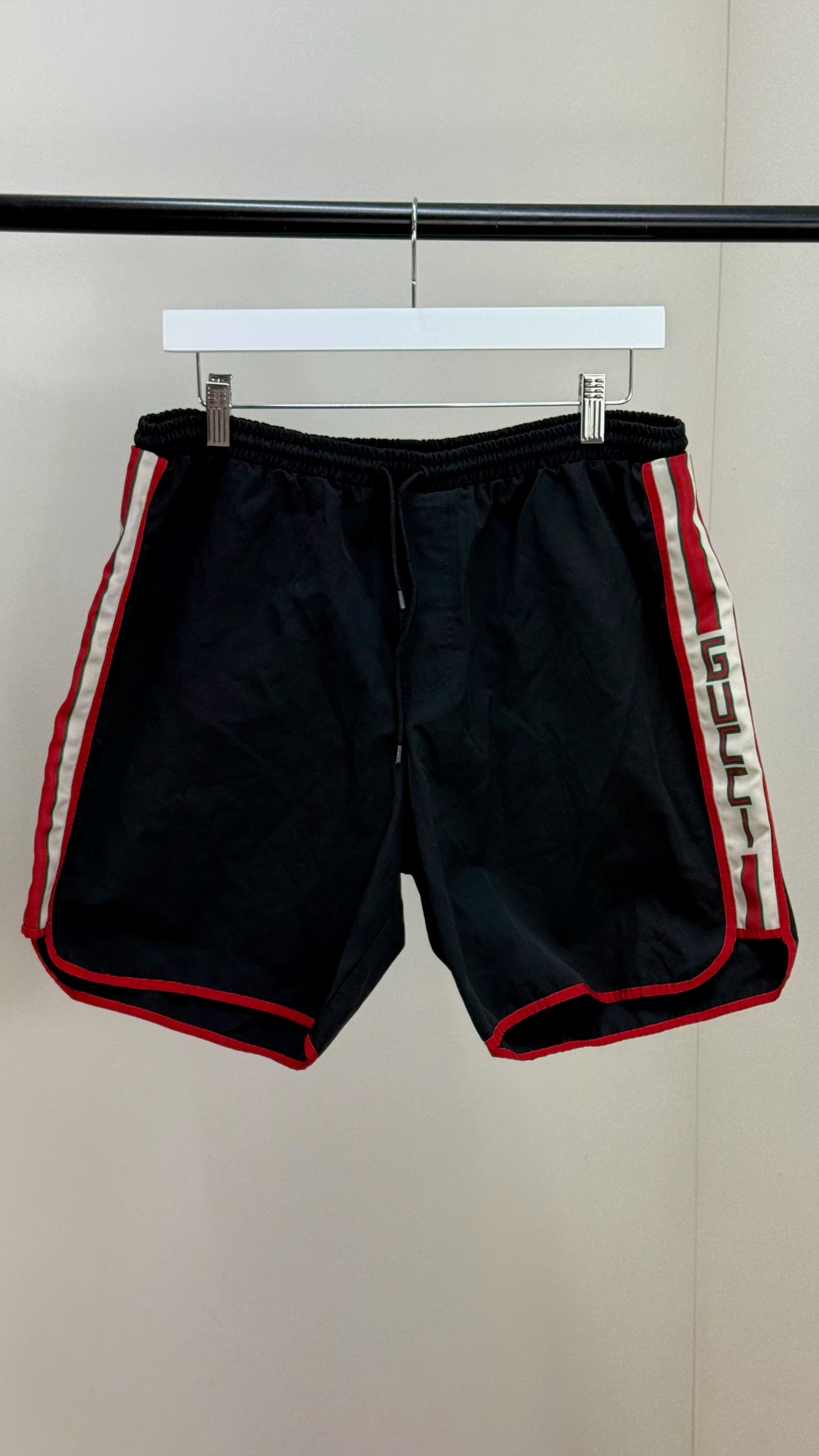 Gucci Black Logo Stripe Swimshorts - 50