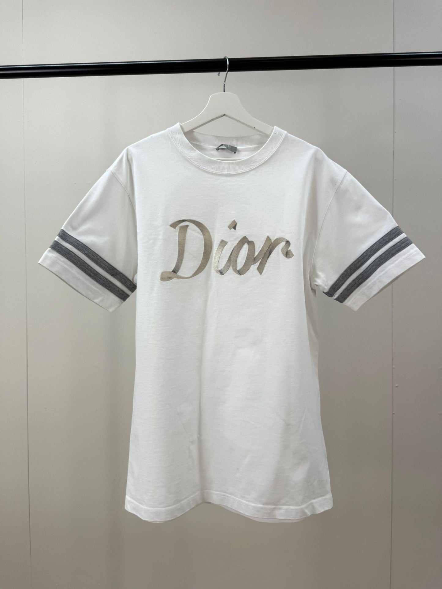 Dior White Ribbon Logo T-Shirt -Medium
