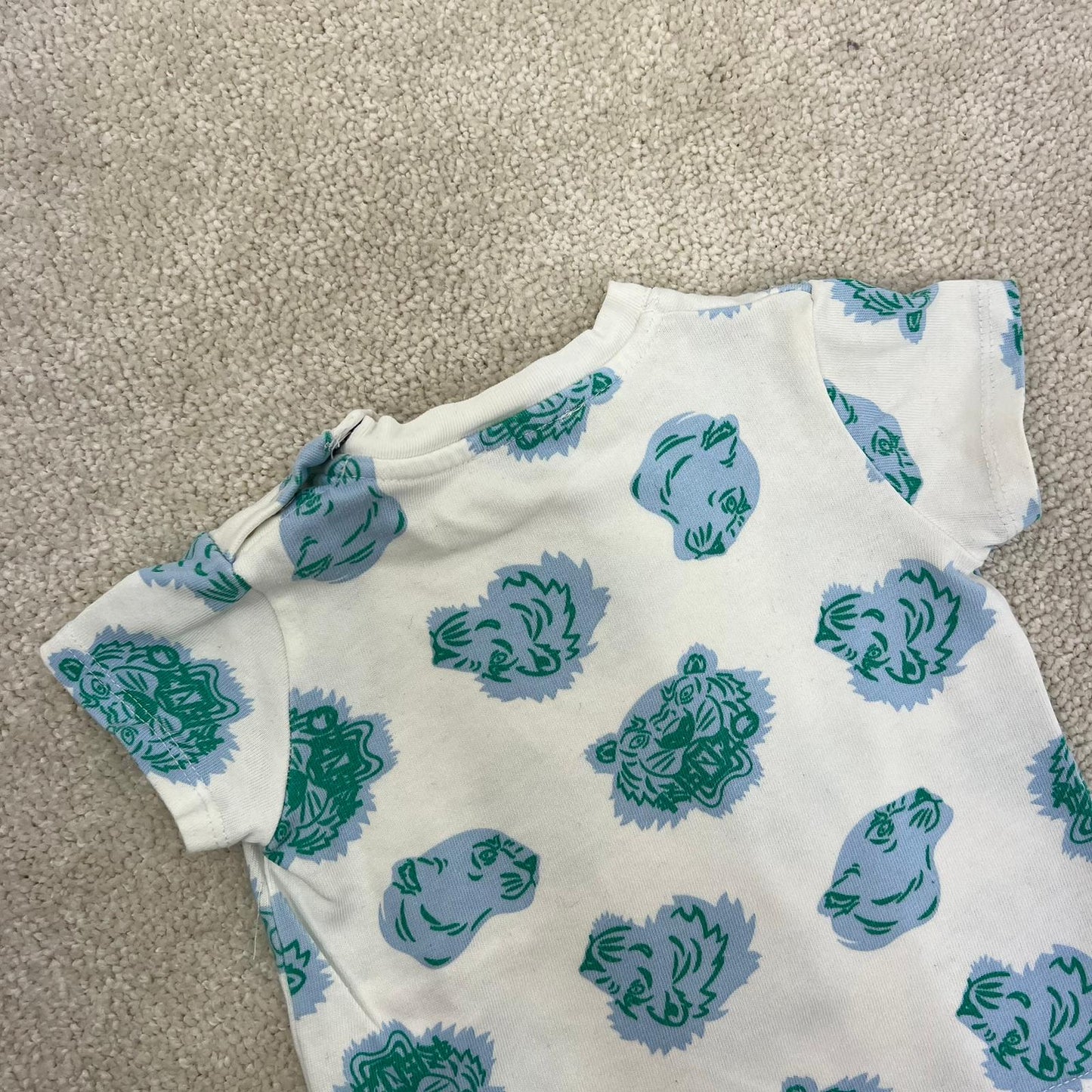 Kids Kenzo beige and blue tiger print t - shirt - 6M