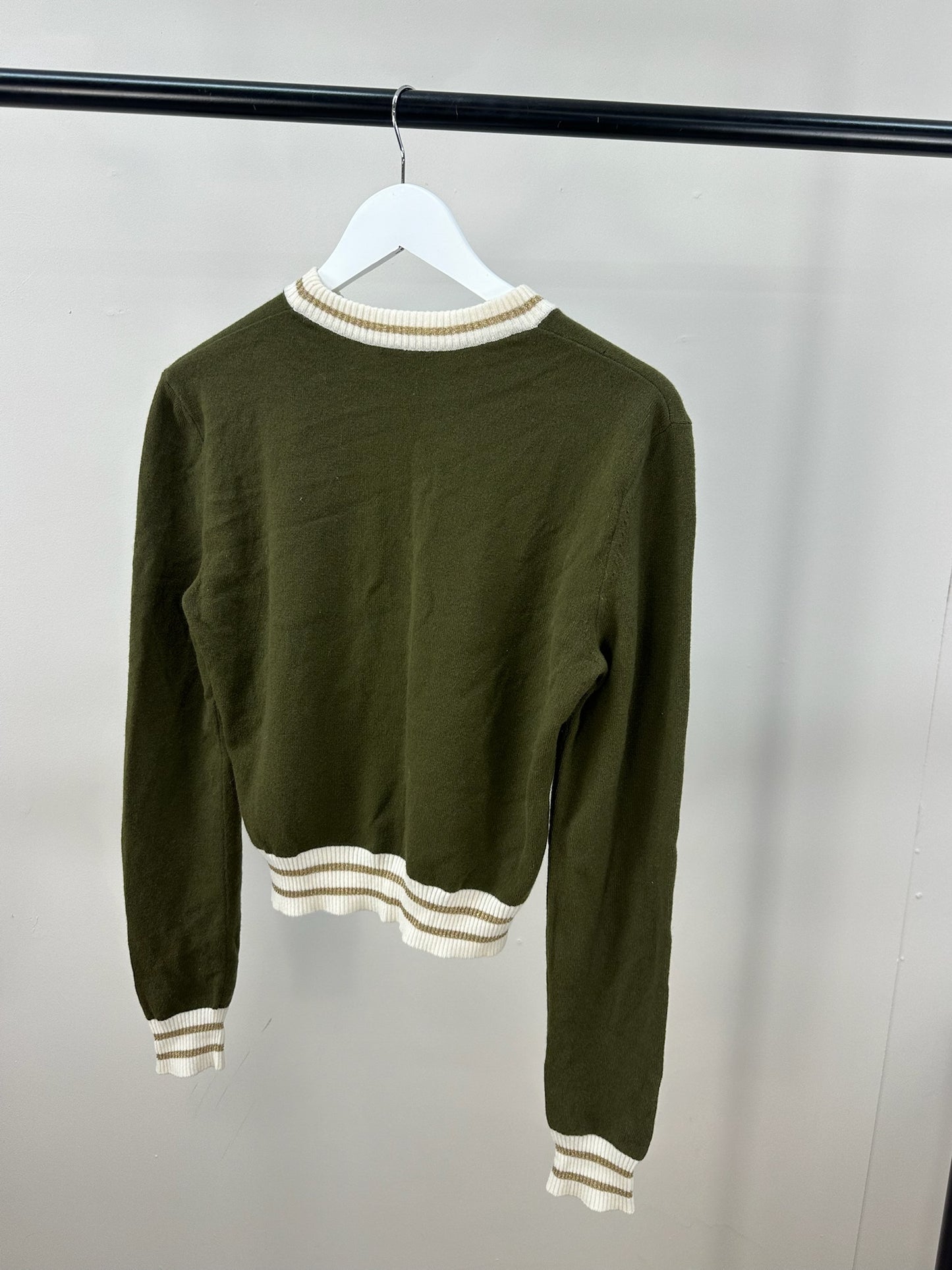 Balmain Khaki Logo Cropped Jumper-34 , small