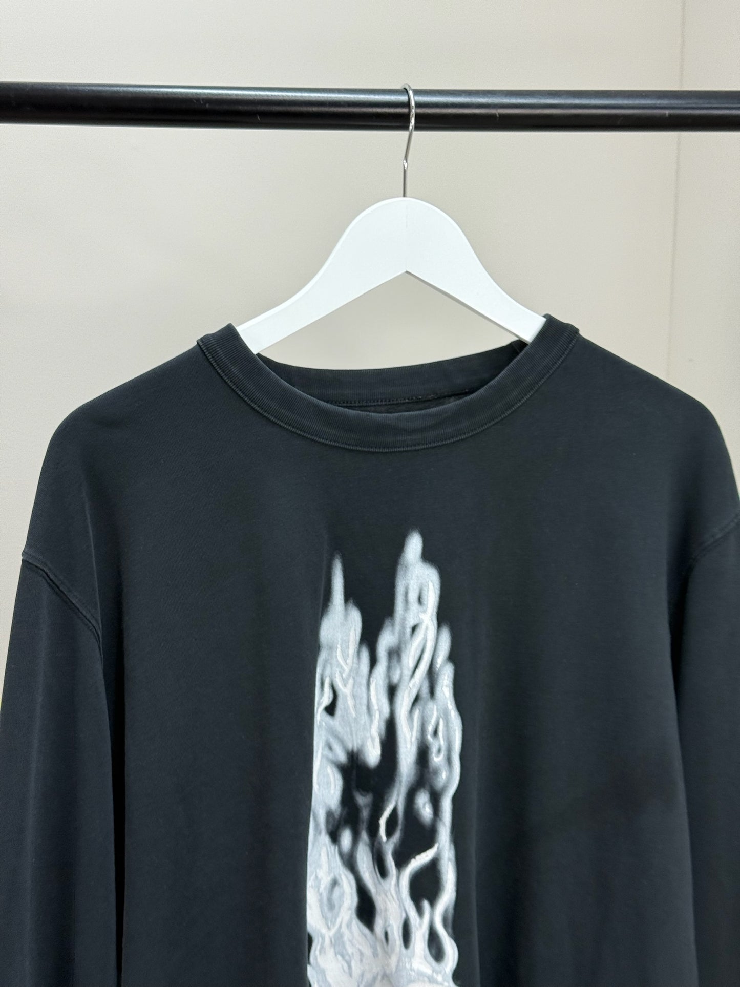Heron Preston Black Longsleeve Skull Fire T-Shirt-Large