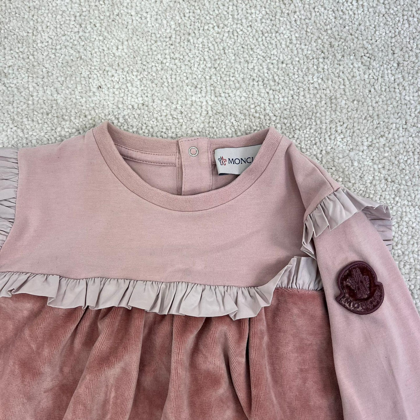 Kids Moncler Nude/Brown Suede Dress - Age 3