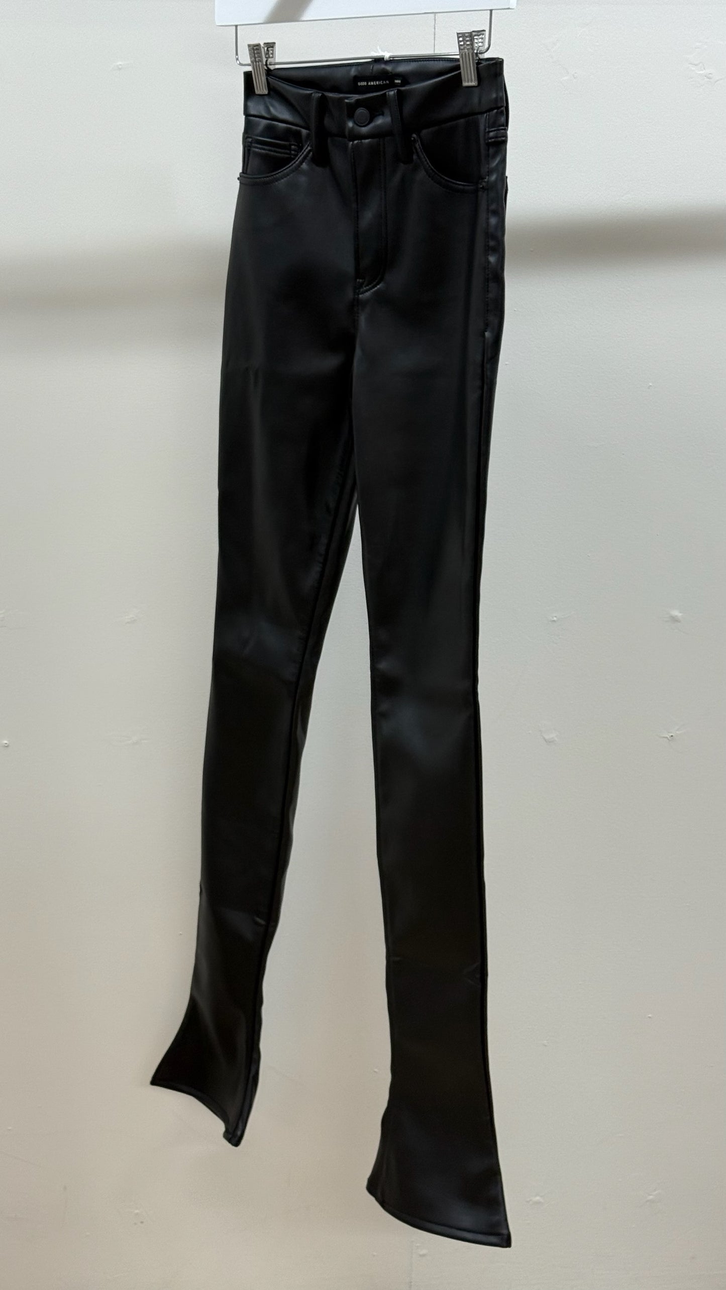 Good America Black Leather Flare Pants , New With Tags - 0/25