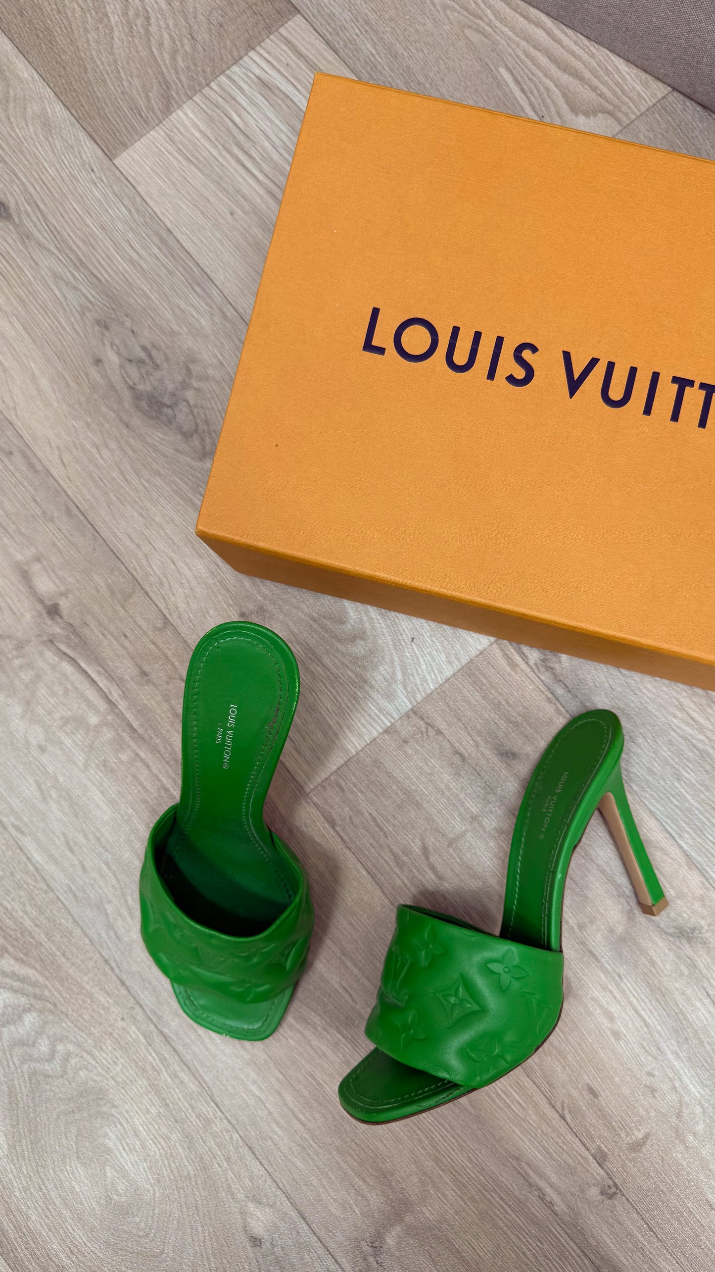 Louis Vuitton Green Revival Monogram Heels -UK 6