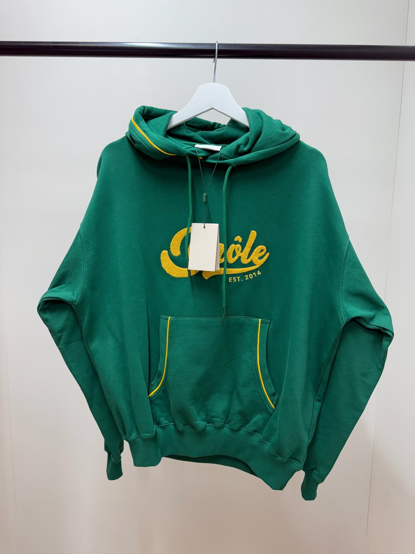 Drôle De Monsieur Green Yellow Logo Hoodie- In Tags Small