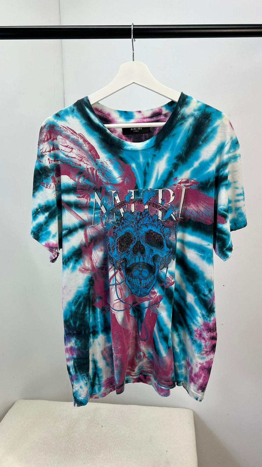 Amiri Blue Tie-Die Skull T-Shirt -XS Oversize