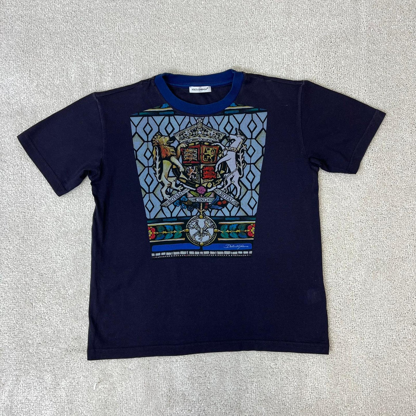 Kids Dolce & Gabbana Navy/Purple Window Shield Print T-Shirt (Age 6)