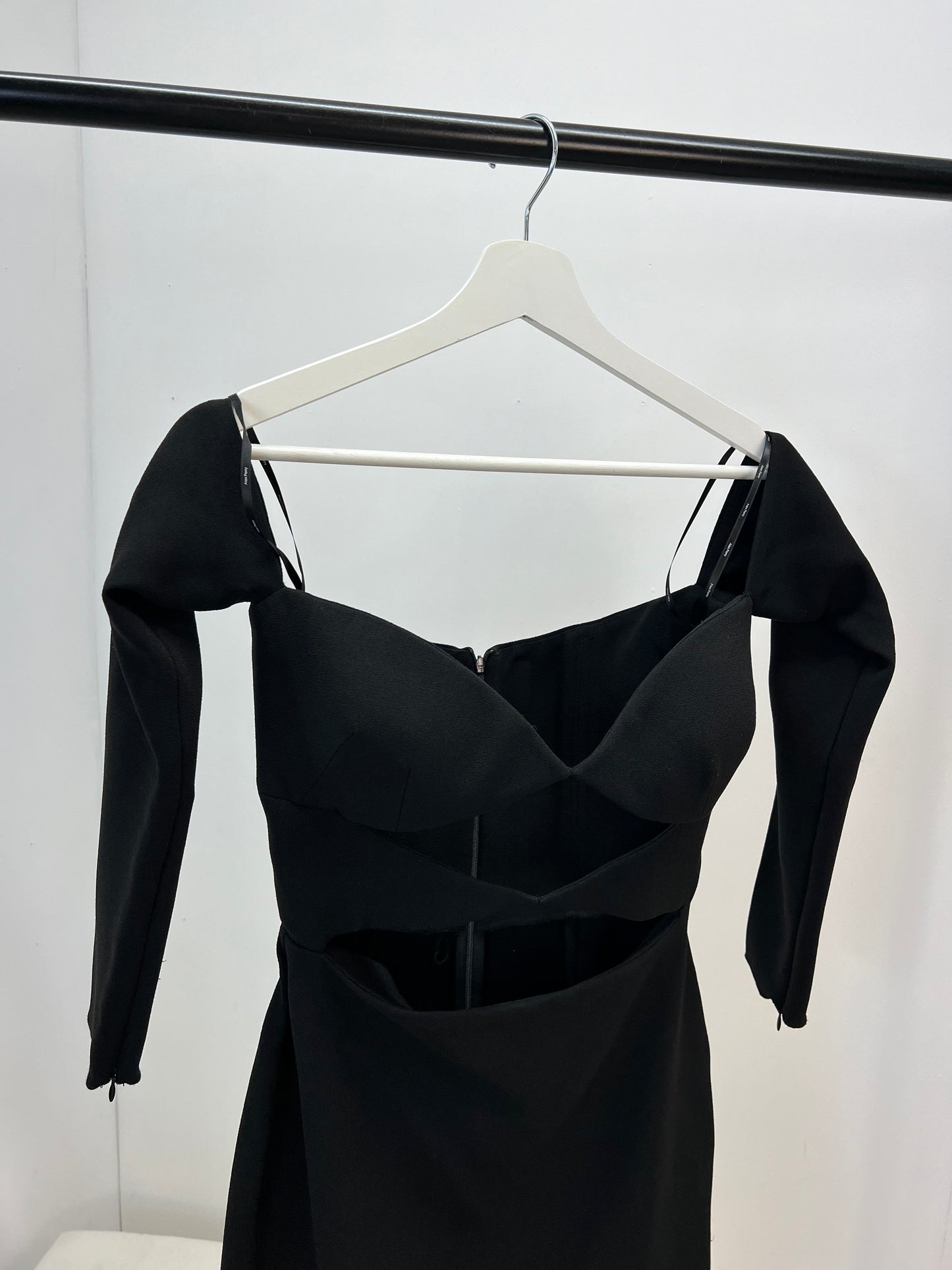 ALEX PERRY Black Strapless Longsleeve Cut Out Dress- UK 10
