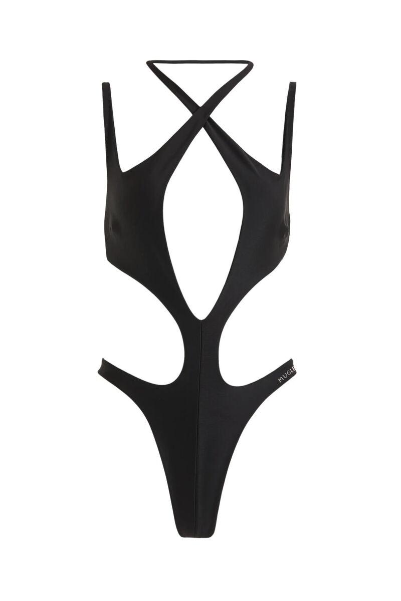 Mugler X H&M Black Strap Cut Out Swimsuit-Brand New , UK 14
