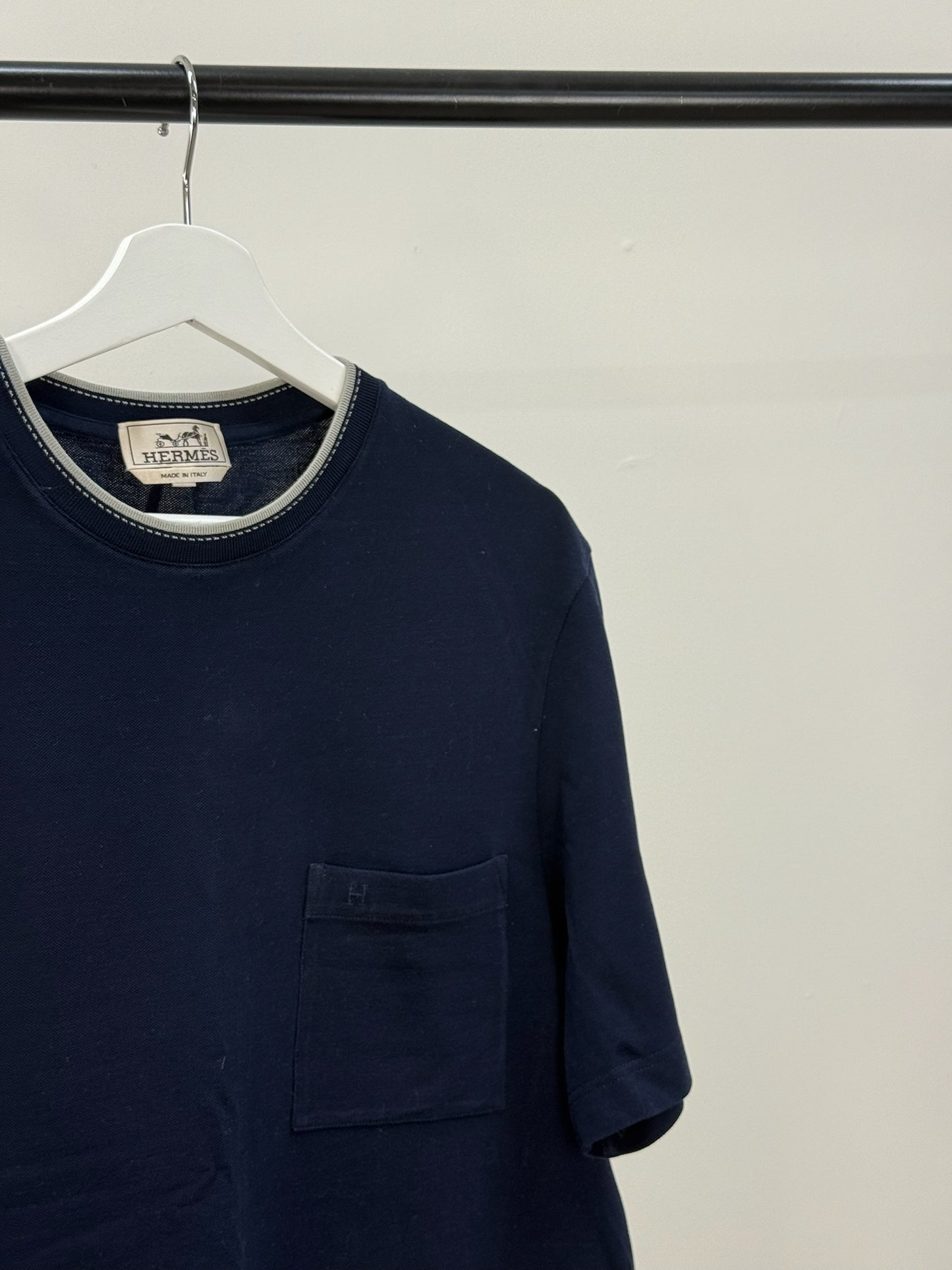 Hermes Navy H Logo T-Shirt - medium