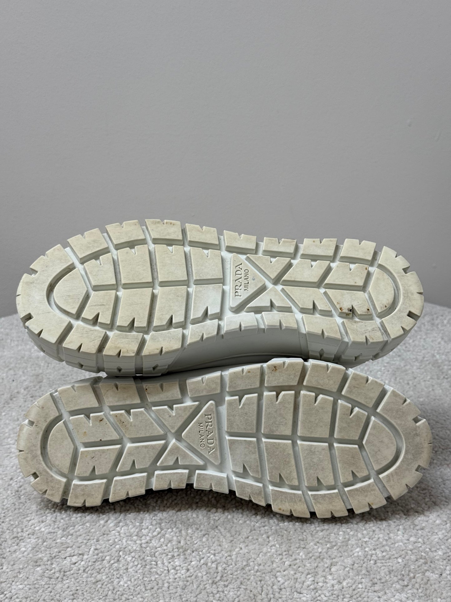 Prada White And Black Double Wheel Trainers -UK 5