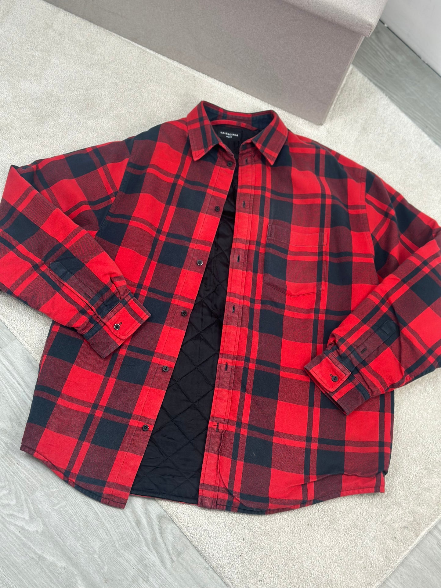 Balenciaga Unisex Red Padded Shacket - Small Oversize