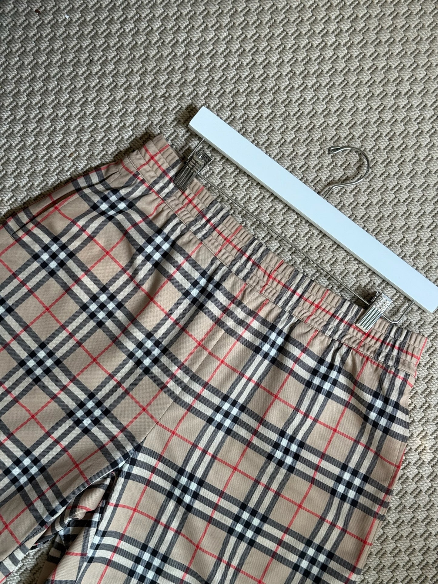 Burberry Beige Checked Shorts-Medium