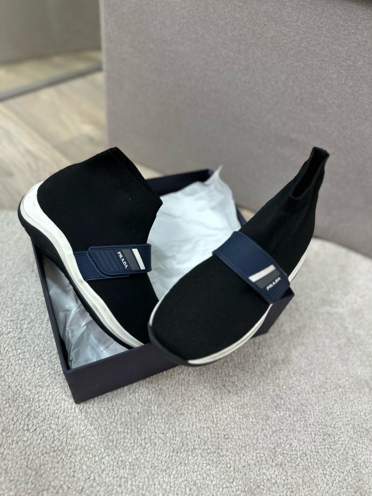 Prada Marine Sport Knit Boot Trainers - Eu 32