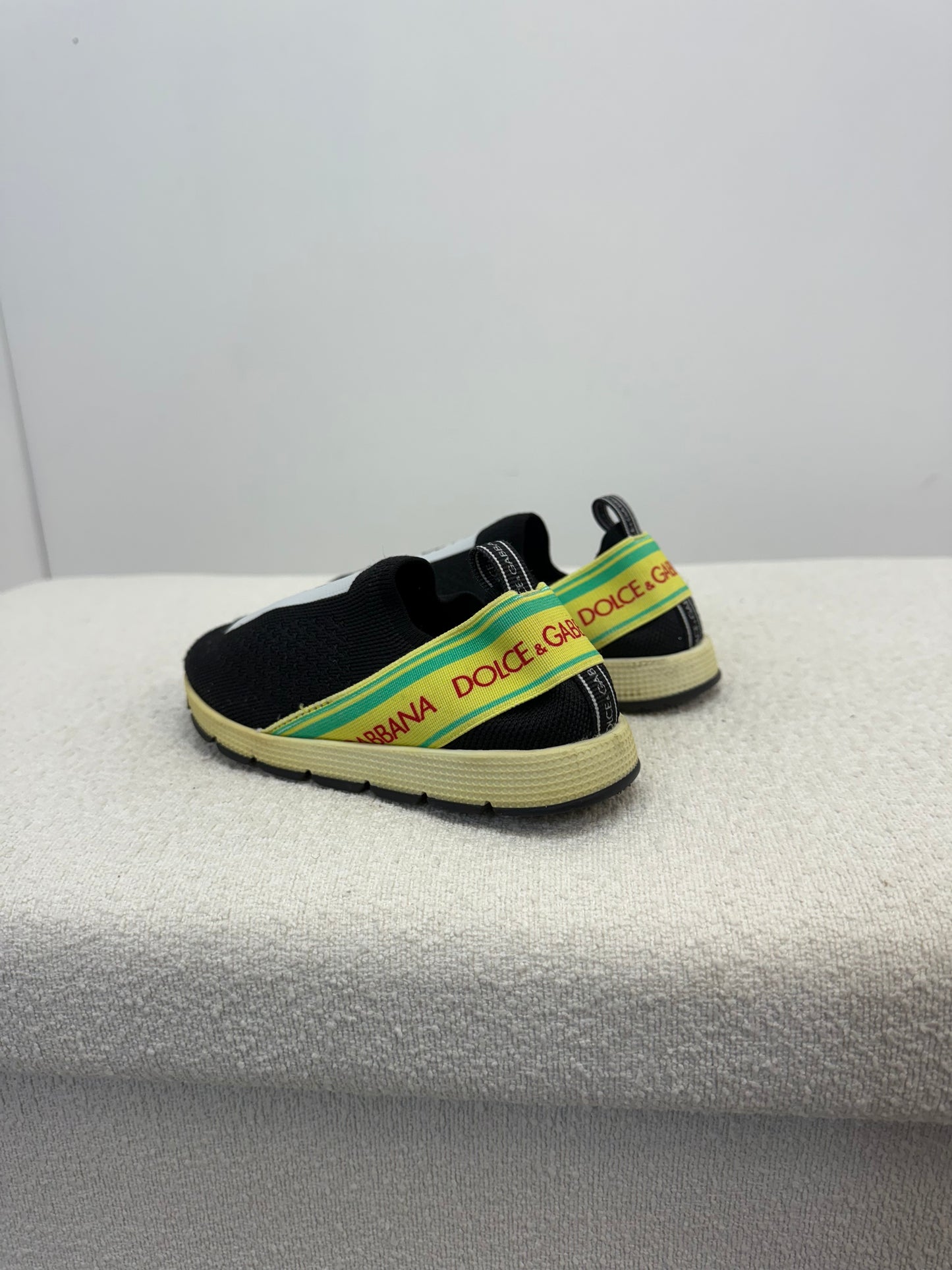 Kids Dolce & Gabbana Black,Yellow & Green Tape Logo Trainer - EU 26