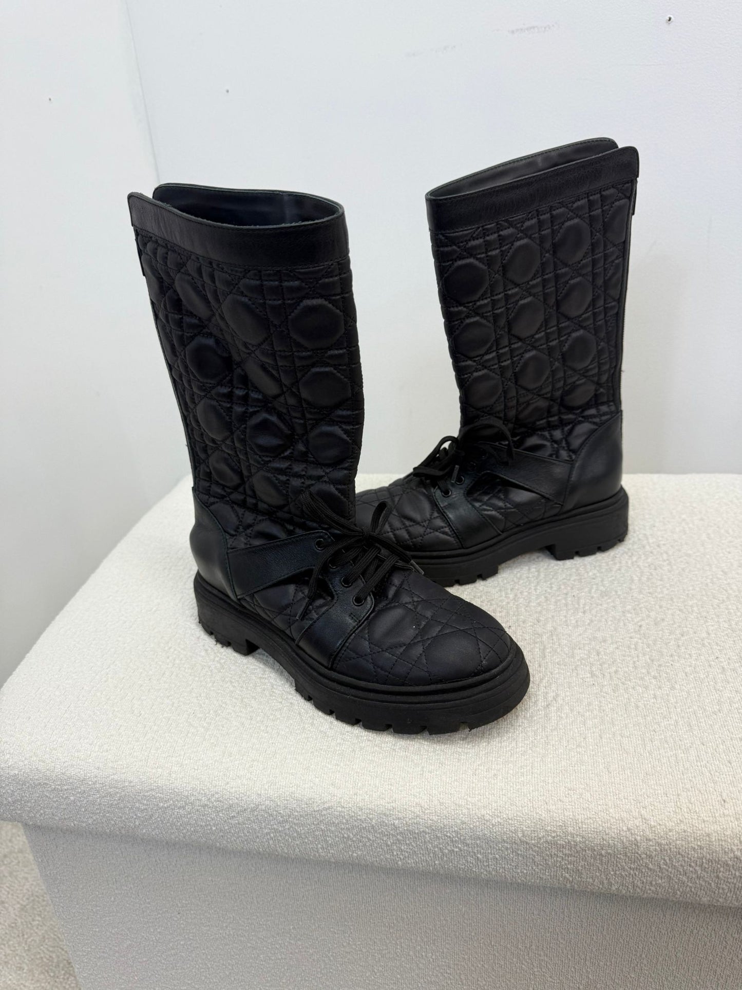 Kids Dior Black Cannage Technical Fabric Boots- Eu 33/ UK 1