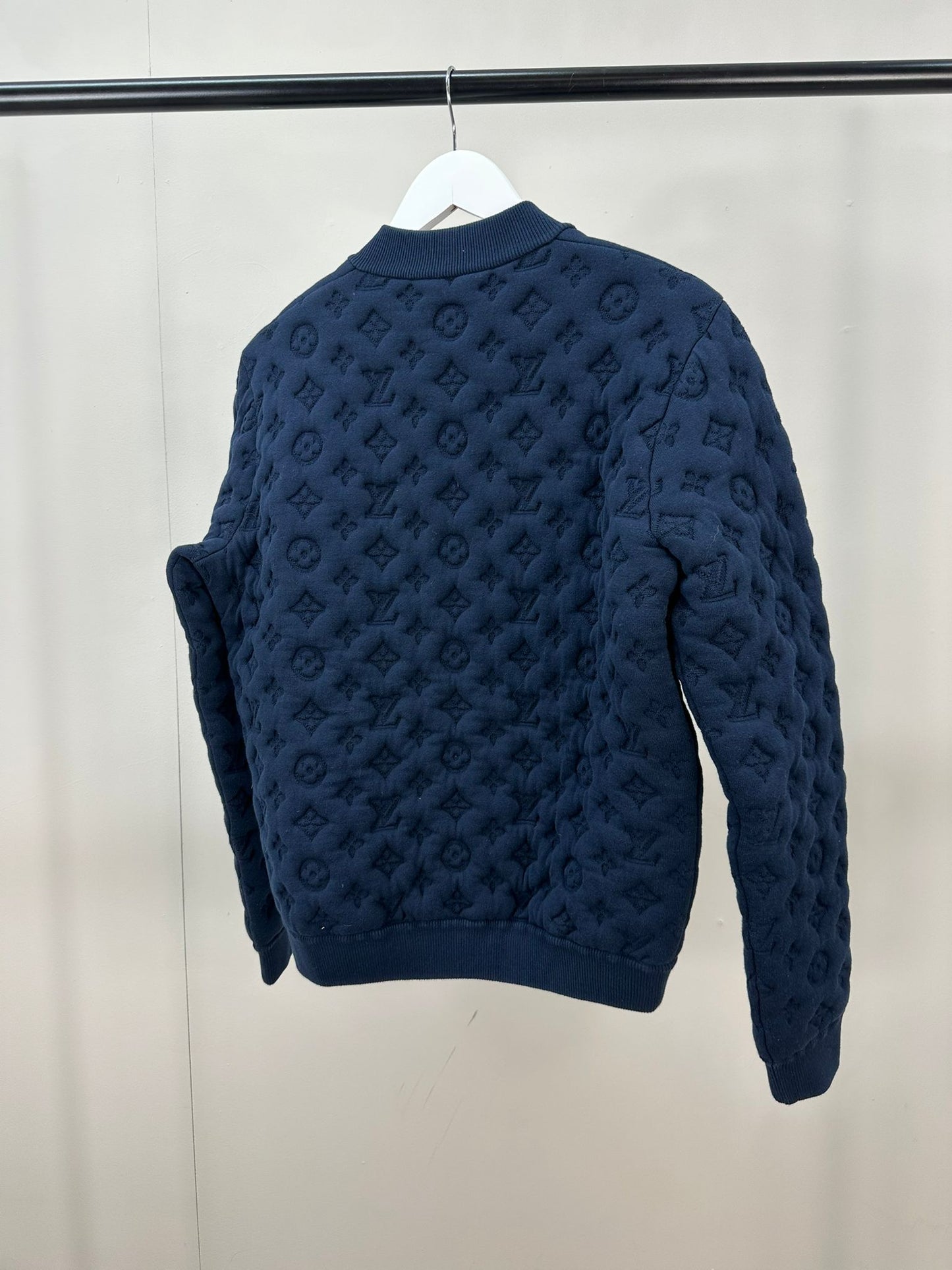 Louis Vuitton Navy Embossed Monogram Pilot Jacket - Small