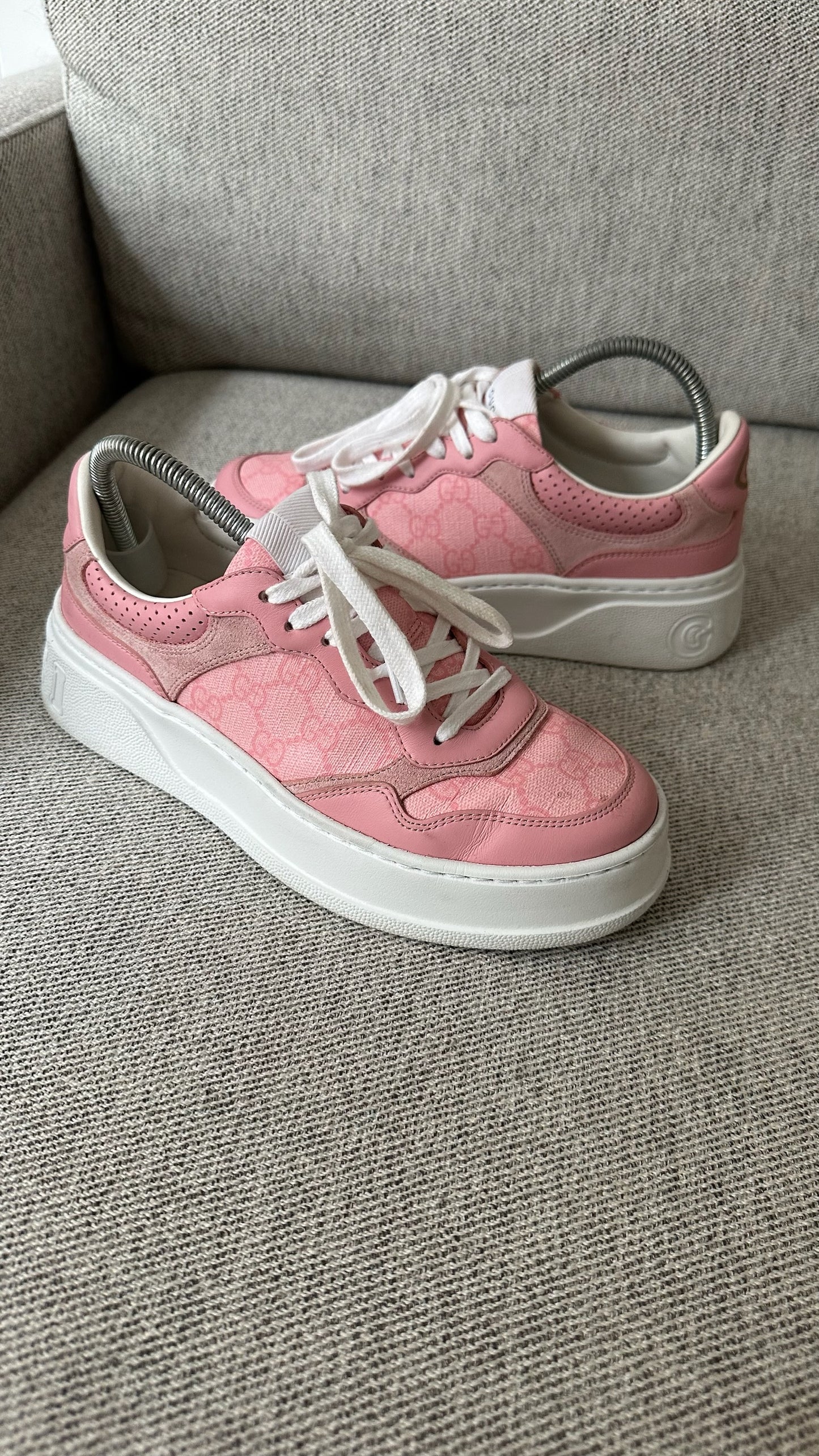 Gucci Pink GG Chunky B Trainers-UK 5