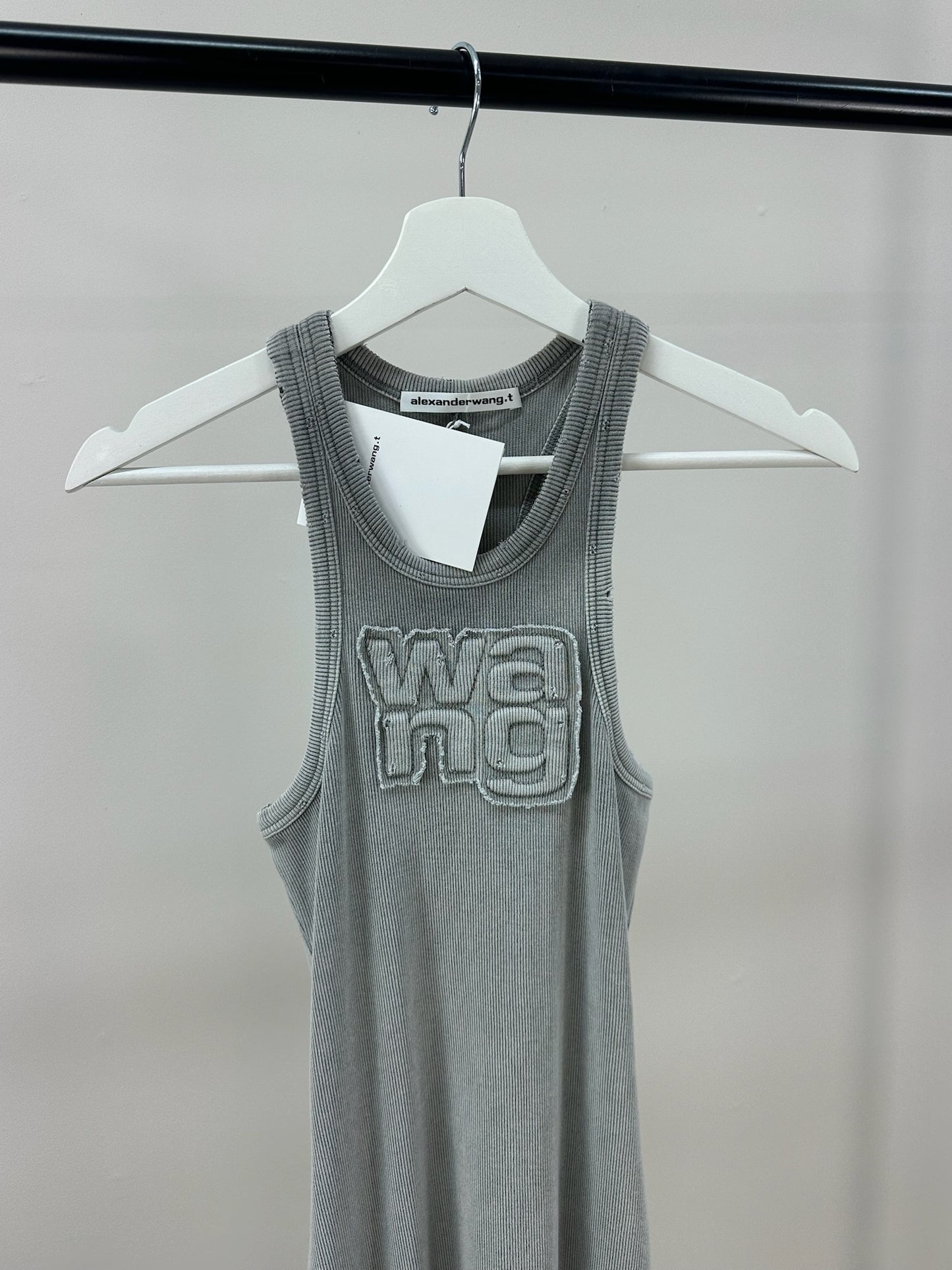 Alexander Wang Grey Ribbed WANG Maxi Dress-New In Tags 10/Small
