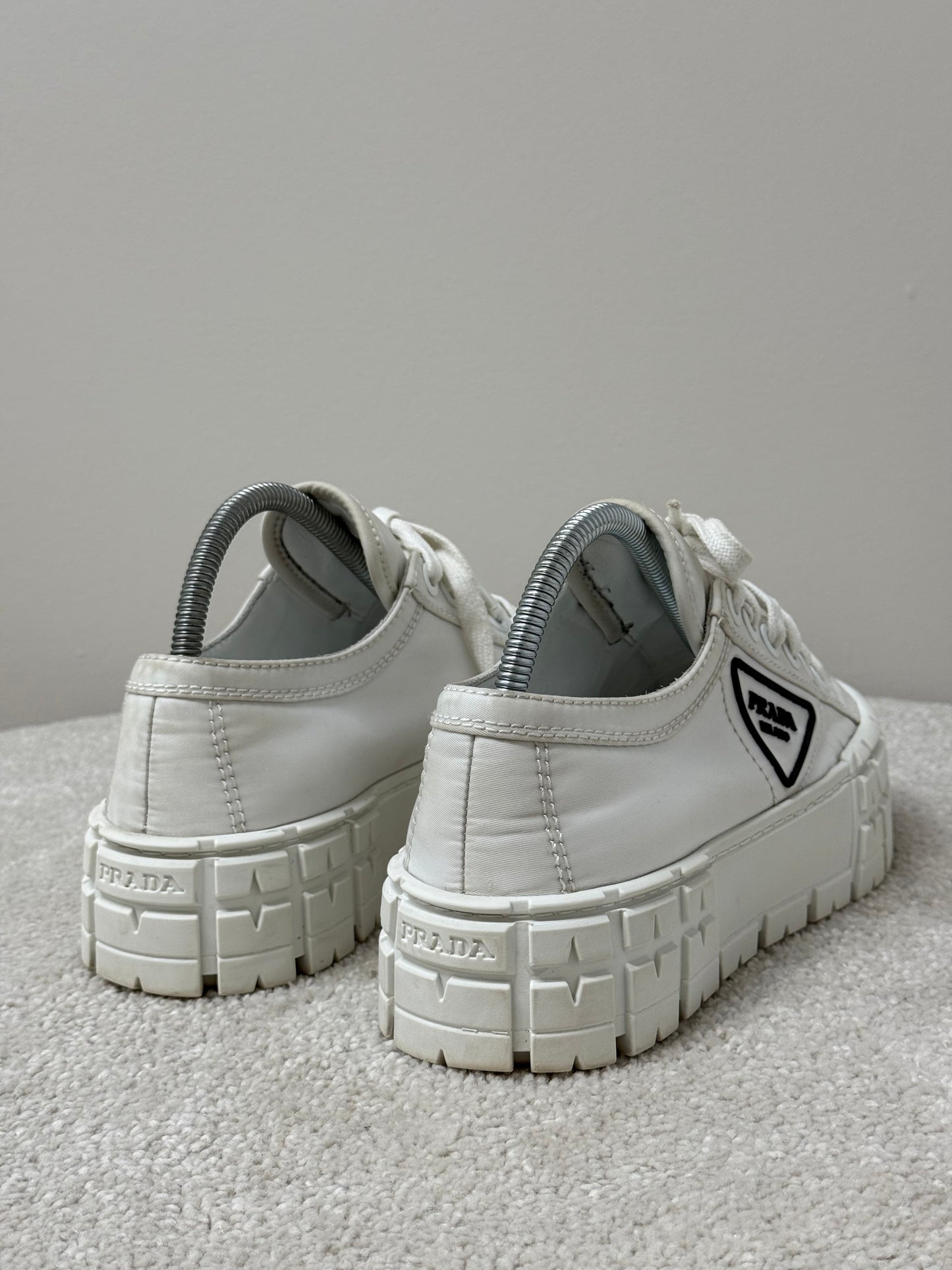 Prada White And Black Double Wheel Trainers -UK 5