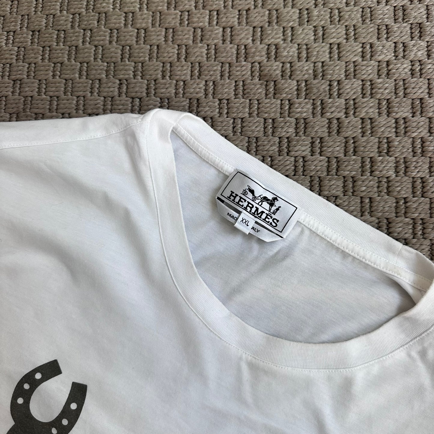 Hermès men’s white and orange chain t-shirt - XXL