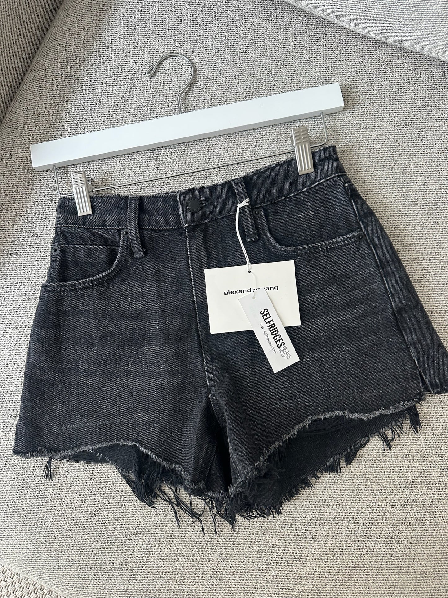 Alexander Wang Black Denim Bite Highrise Shorts-New in tags 23 XXS