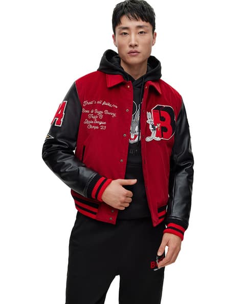 Looney Tunes X Boss Red Leather Suede B Bomber Jacket - it42/Large