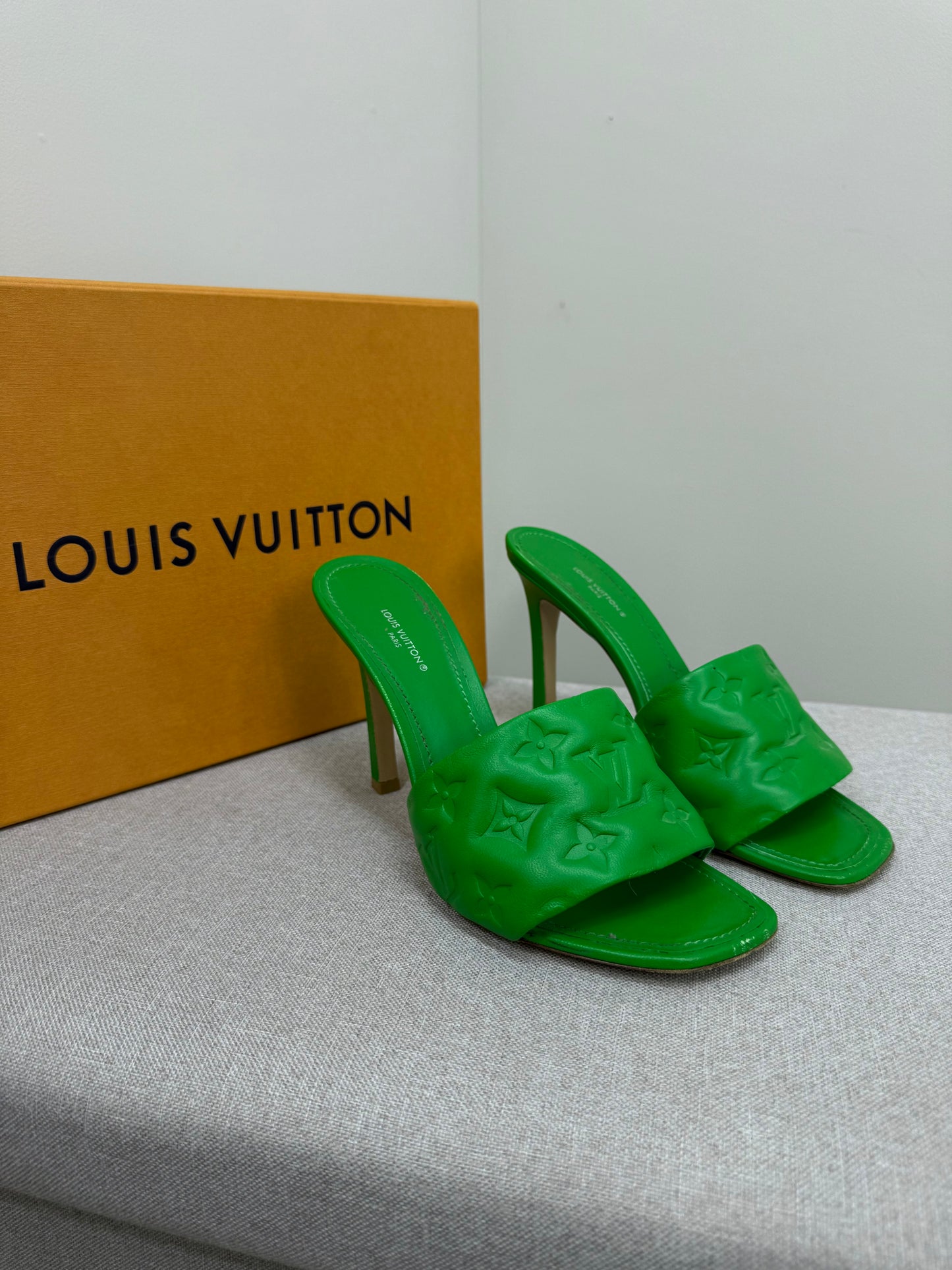 Louis Vuitton Green Revival Monogram Heels -UK 6