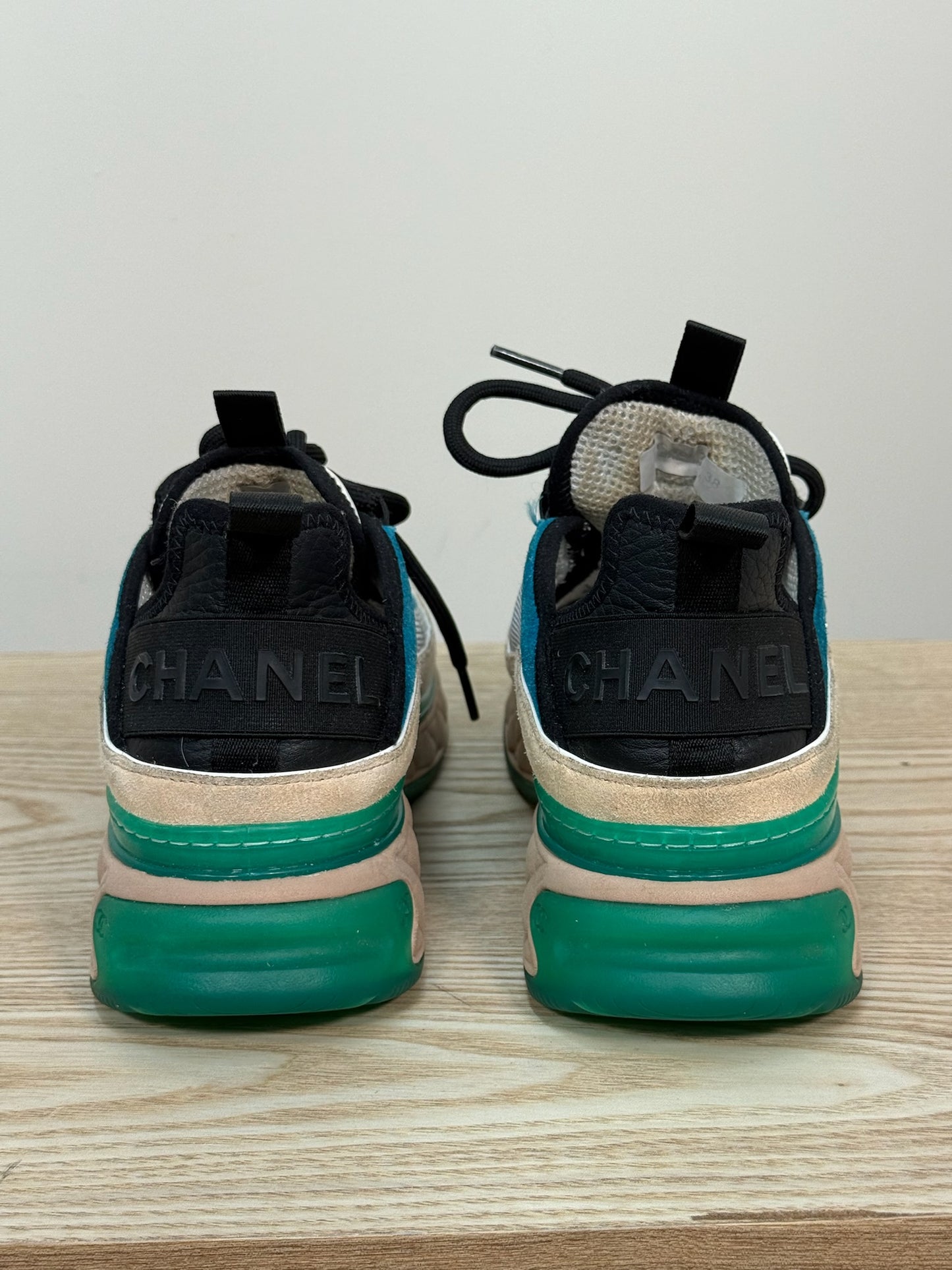 Chanel White Blue Green Trainers - UK 5