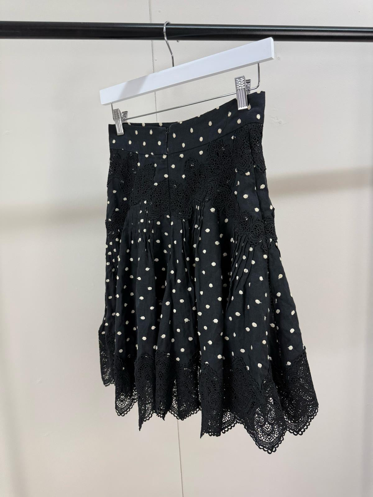 Zimmermann Black Polkadot Skirt - 0 Uk 8