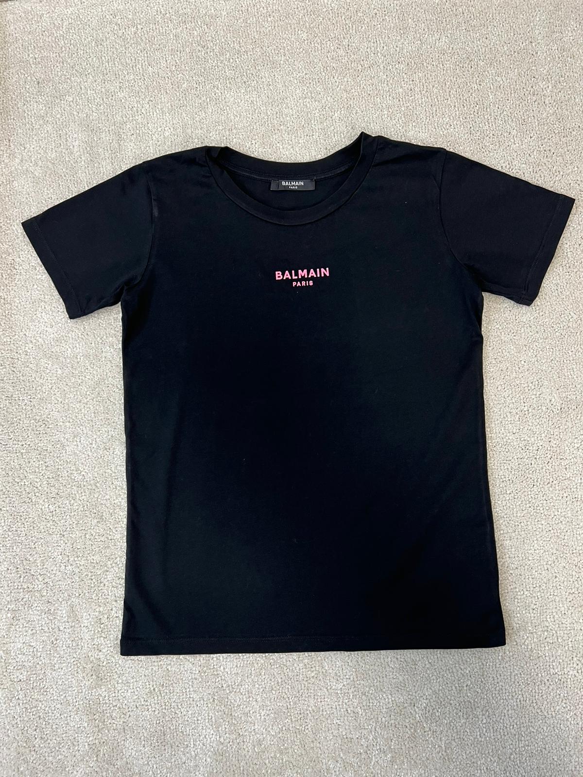 Kids Balmain Black Pink Logo T-Shirt - Age 8