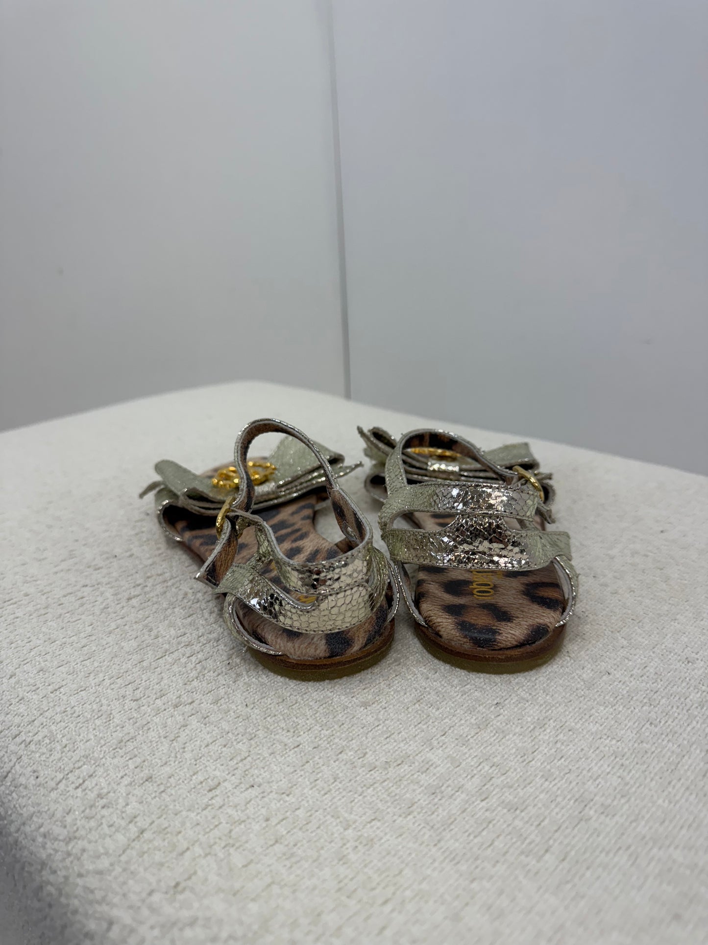 Kids Roberto Cavalli Girls Silver & Gold Bow Sandals - 32